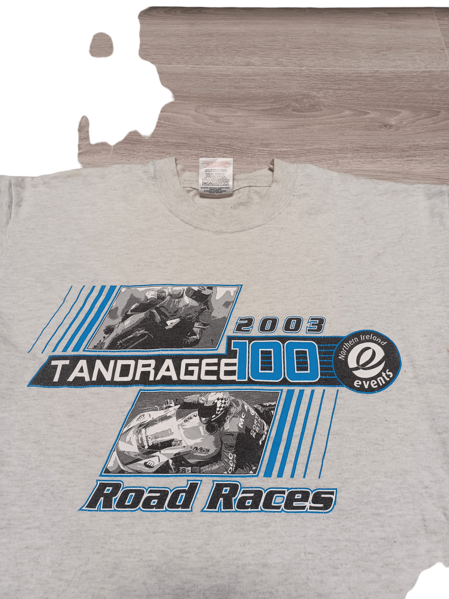 Fruit Of The Loom 2003 VINTAGE UK BIKE FOTL RACING BOTH SIDES PRINTED TEE Size US M / EU 48-50 / 2 - 3 Thumbnail