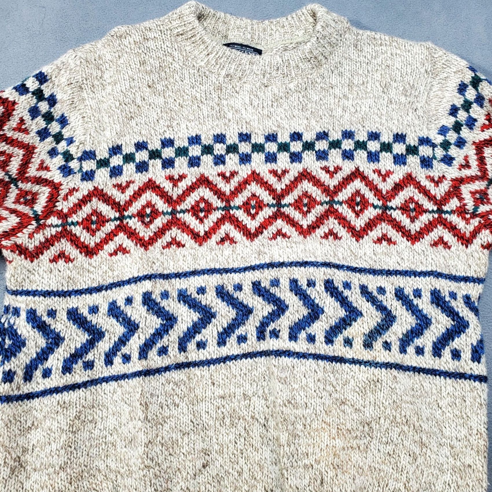 Lands' End Vintage Lands' End Sweater Women Large Beige Fair Isle Wool Blend Y2K Style - USA Knit - Long Sleeve Size L / US 10 / IT 46 - 4 Thumbnail