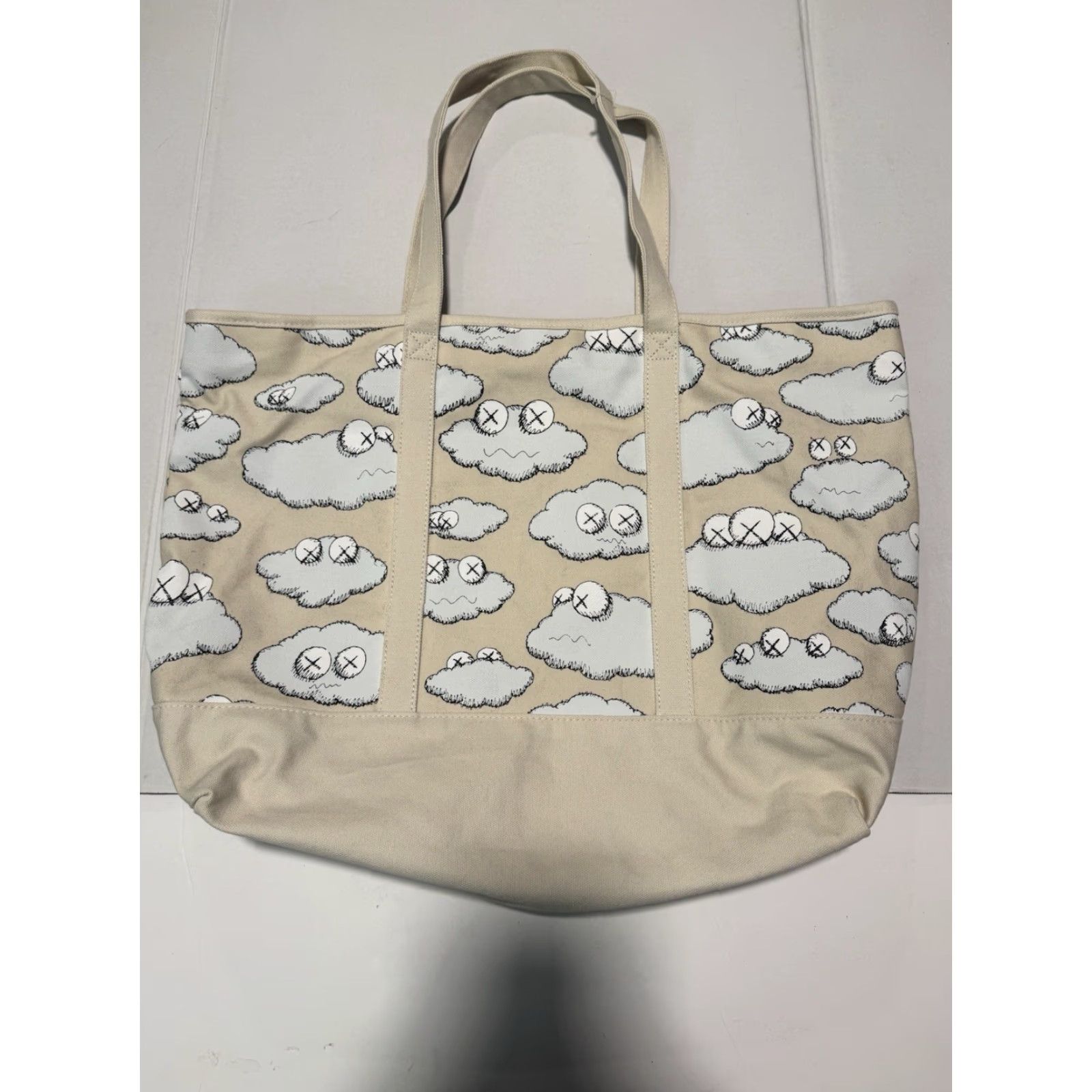 Uniqlo KAWS x UNIQLO SS16 White Clouds Beige Light Brown Canvas Tote Bag Rare Size ONE SIZE - 6 Thumbnail