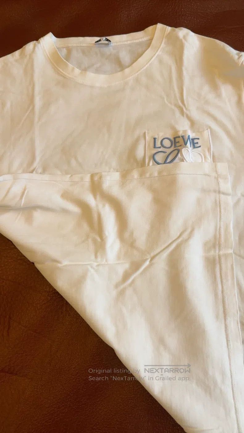 Loewe Loewe White short-sleeve T-shirt with blue embroidered log Size US L / EU 52-54 / 3 - 3 Thumbnail