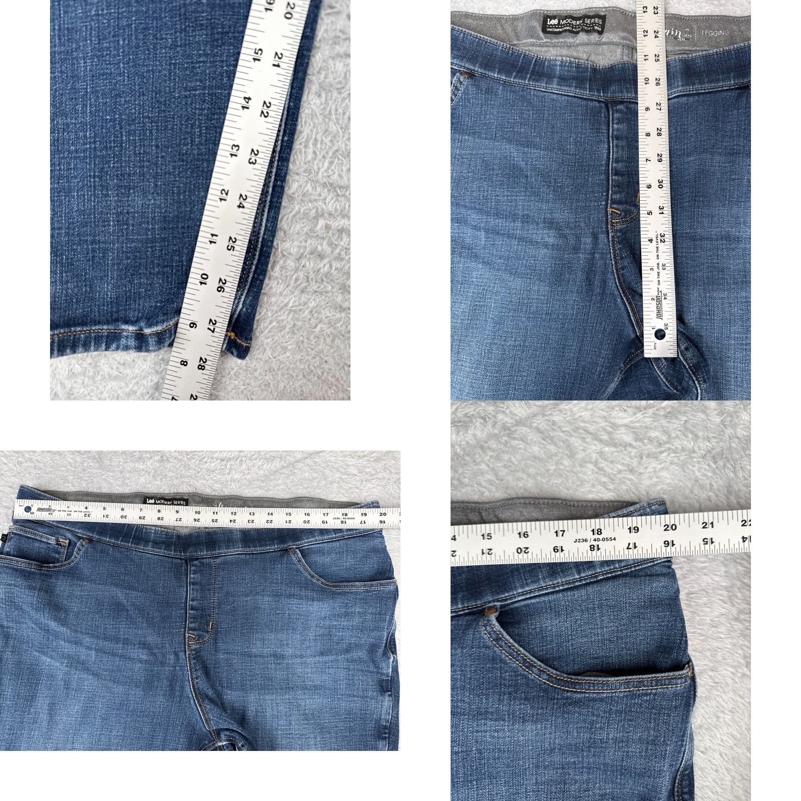 Lee Lee Jeans Women 18W Blue Denim Mid Rise Bootcut 5-Pocket Design Cotton Blend 39x28 Plus Size Size 40" / US 18 - 8 Thumbnail