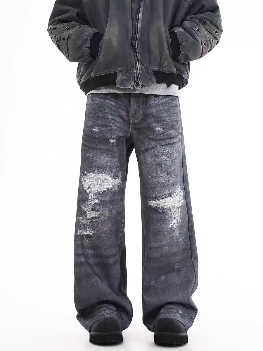 Japanese Brand × Jean Street vintage patch ripped baggy micro flare jeans Size US 30 / EU 46 - 1 Thumbnail