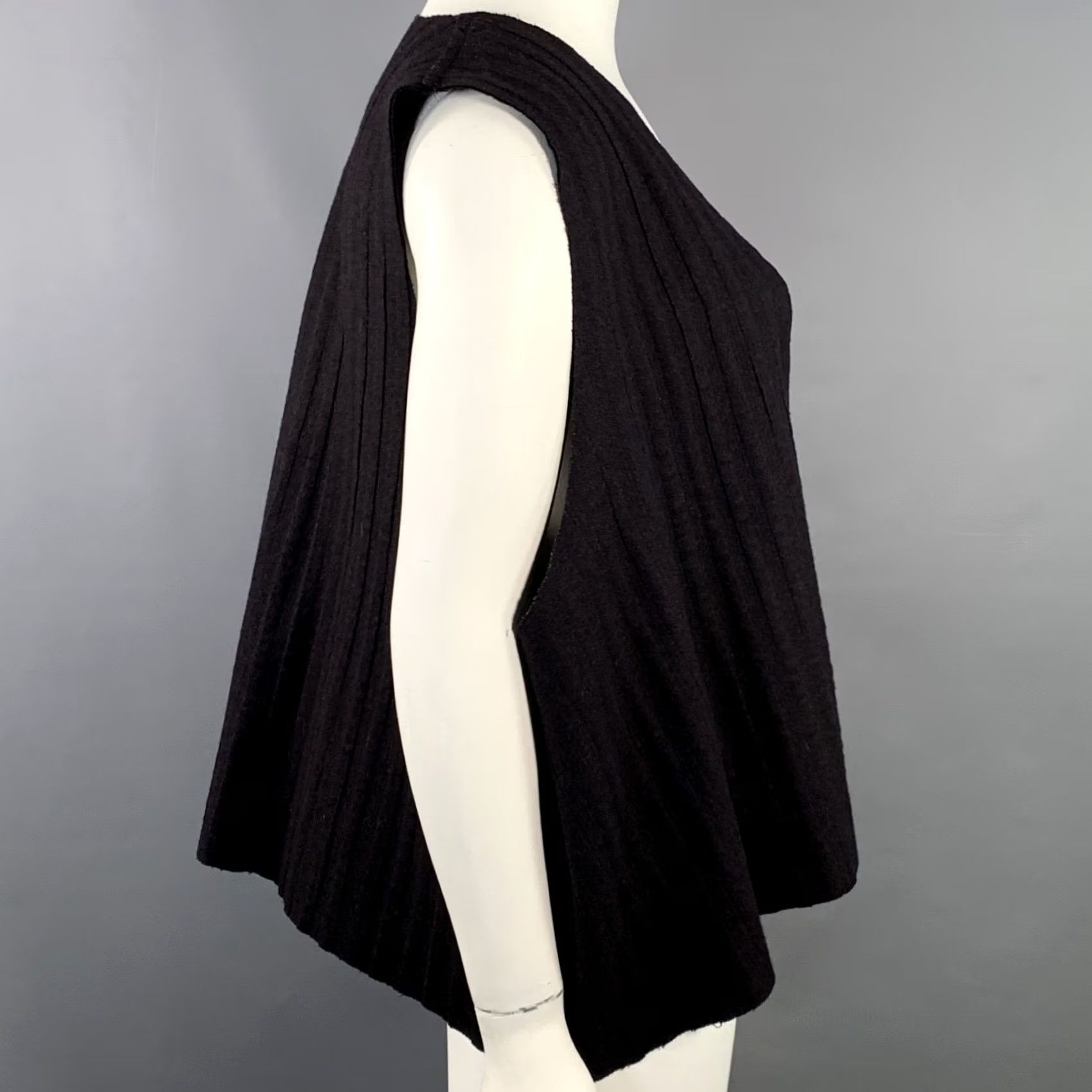 eskandar ESKANDAR Size L Brown Purple Wool Cashmere Ribbed Open Front Vest Women Size L / US 10 / IT 46 - 2 Thumbnail