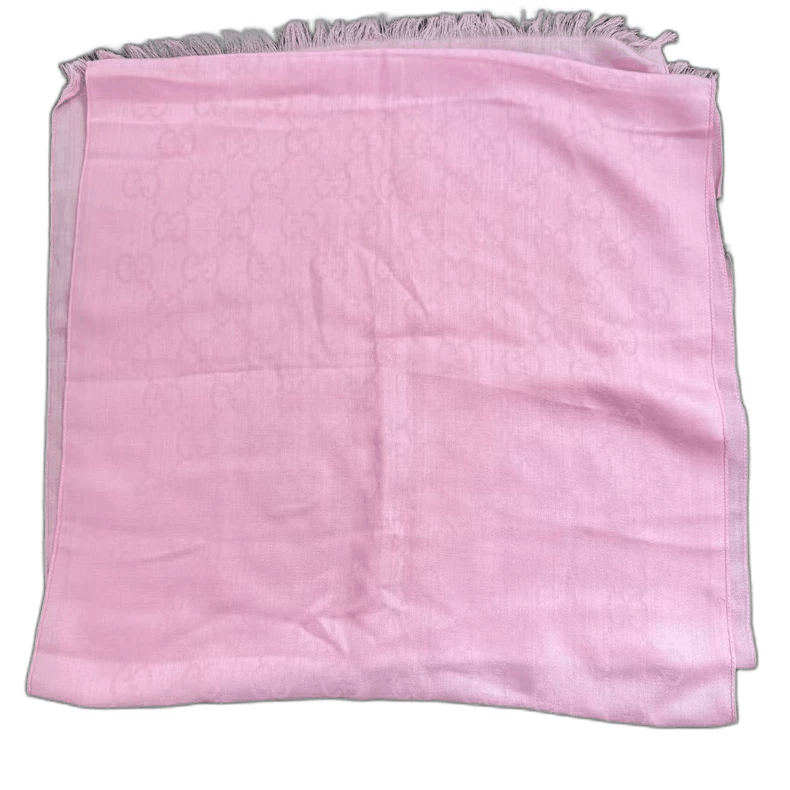Gucci Gucci Pink Silk Scarf with Logo Pattern Size ONE SIZE - 1 Thumbnail
