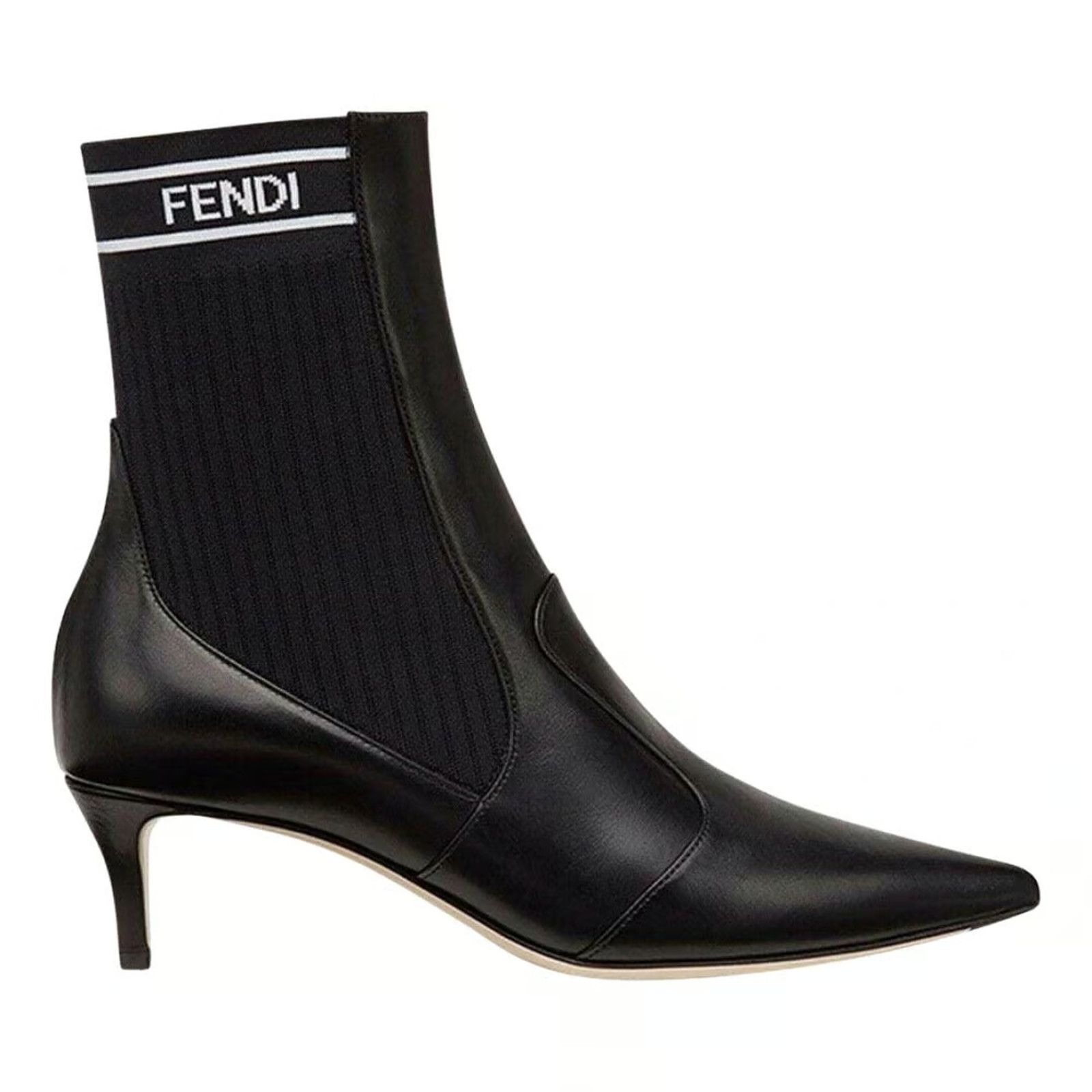 Fendi Fendi Rockoko Black Scuba Stretch FF Logo Knit Sock Ankle Size US 5.5 / IT 35.5 - 1 Thumbnail