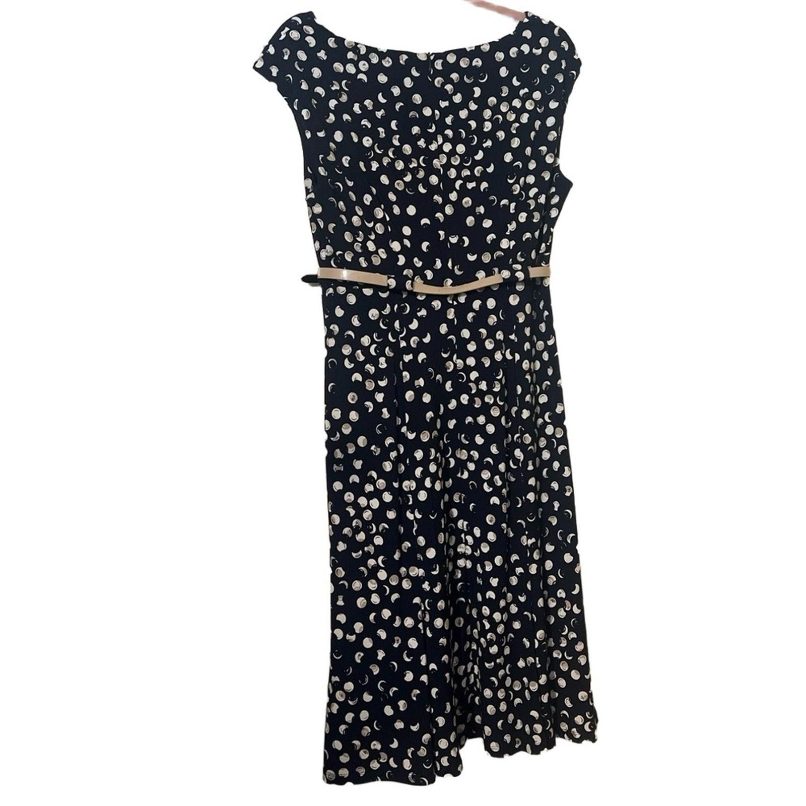 Other Connected Apparel 12 Midi Dress Navy Belted Cap Sleeve 12 Size XL / US 12-14 / IT 48-50 - 3 Thumbnail