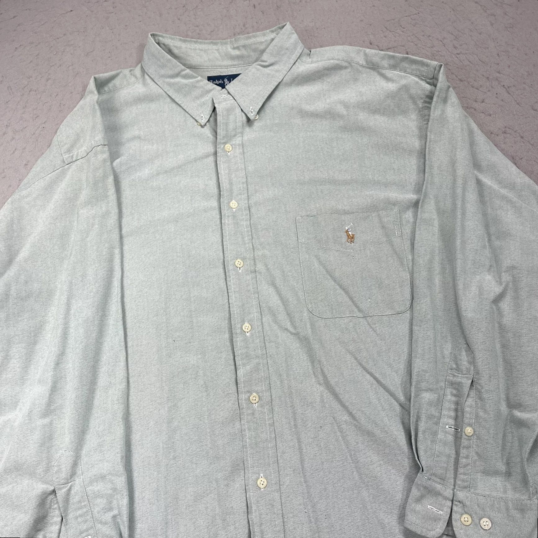 Ralph Lauren Ralph Lauren Shirt Big 4X Mens Green Long Sleeve Button-Down Cotton Oxford Size US XXL / EU 58 / 5 - 3 Thumbnail