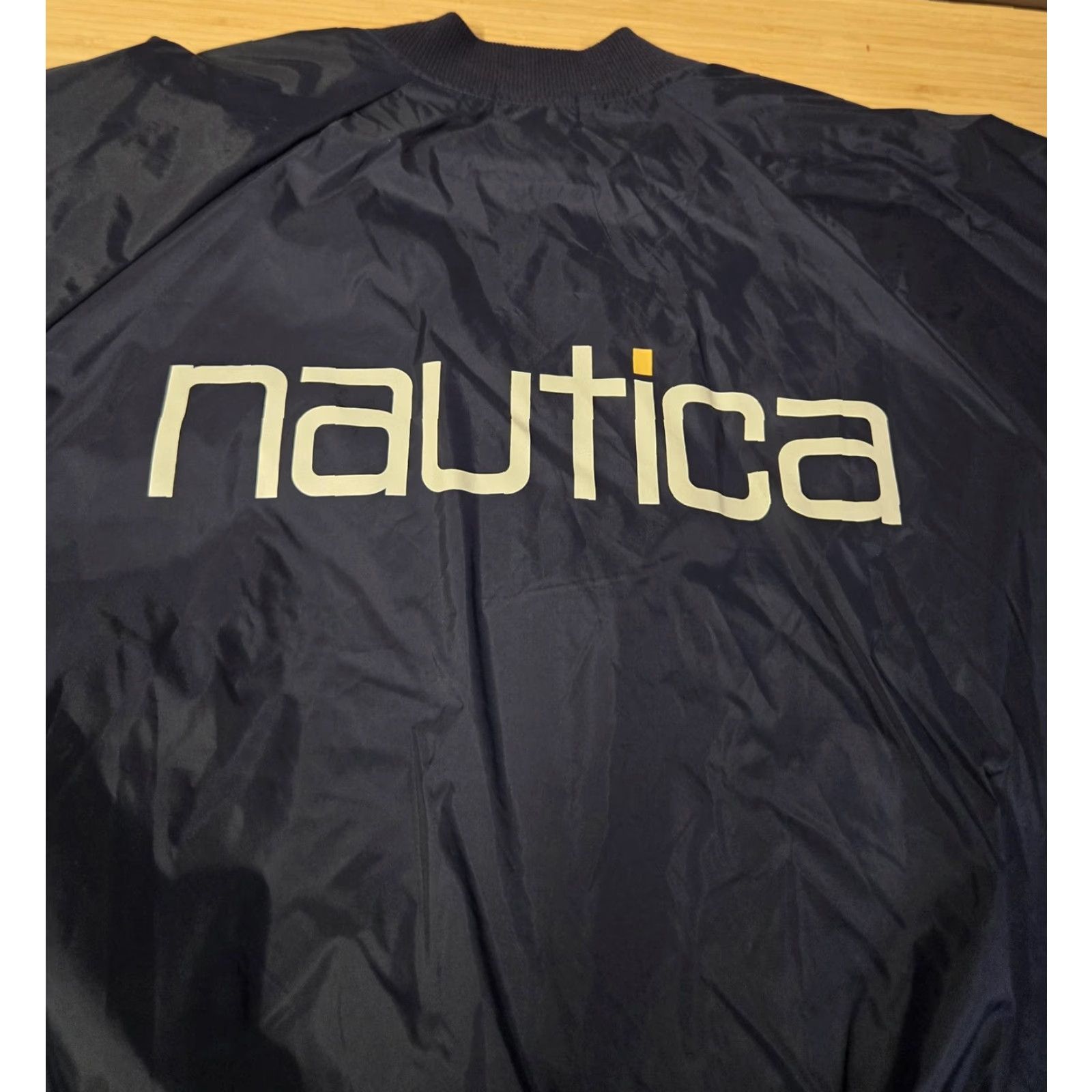 Nautica Nautica Jacket Mens One Size Navy Blue Nylon Windbreaker Full Zip Spell Out Logo Navy Blue Windbreaker Nautica Logo Size US M / EU 48-50 / 2 - 7 Thumbnail