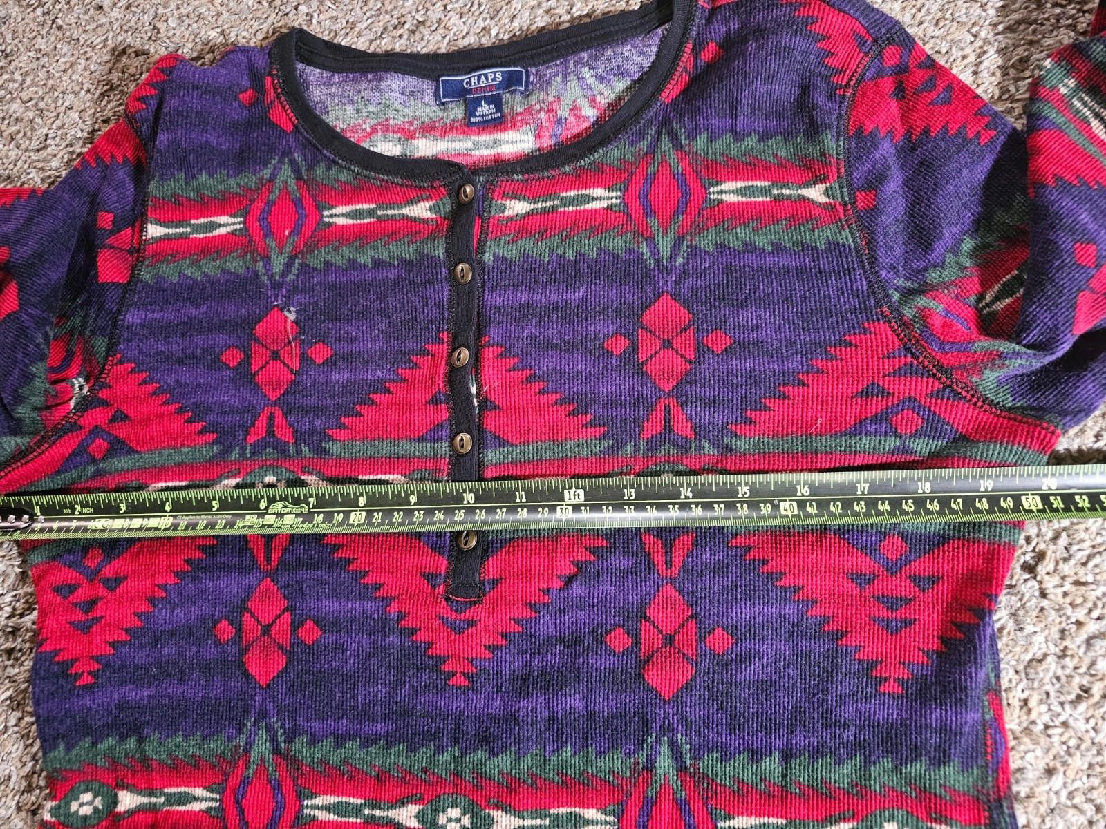 Chaps Chaps Denim Henley Shirt Womens L Waffle Thermal Southwest Size L / US 10 / IT 46 - 5 Thumbnail