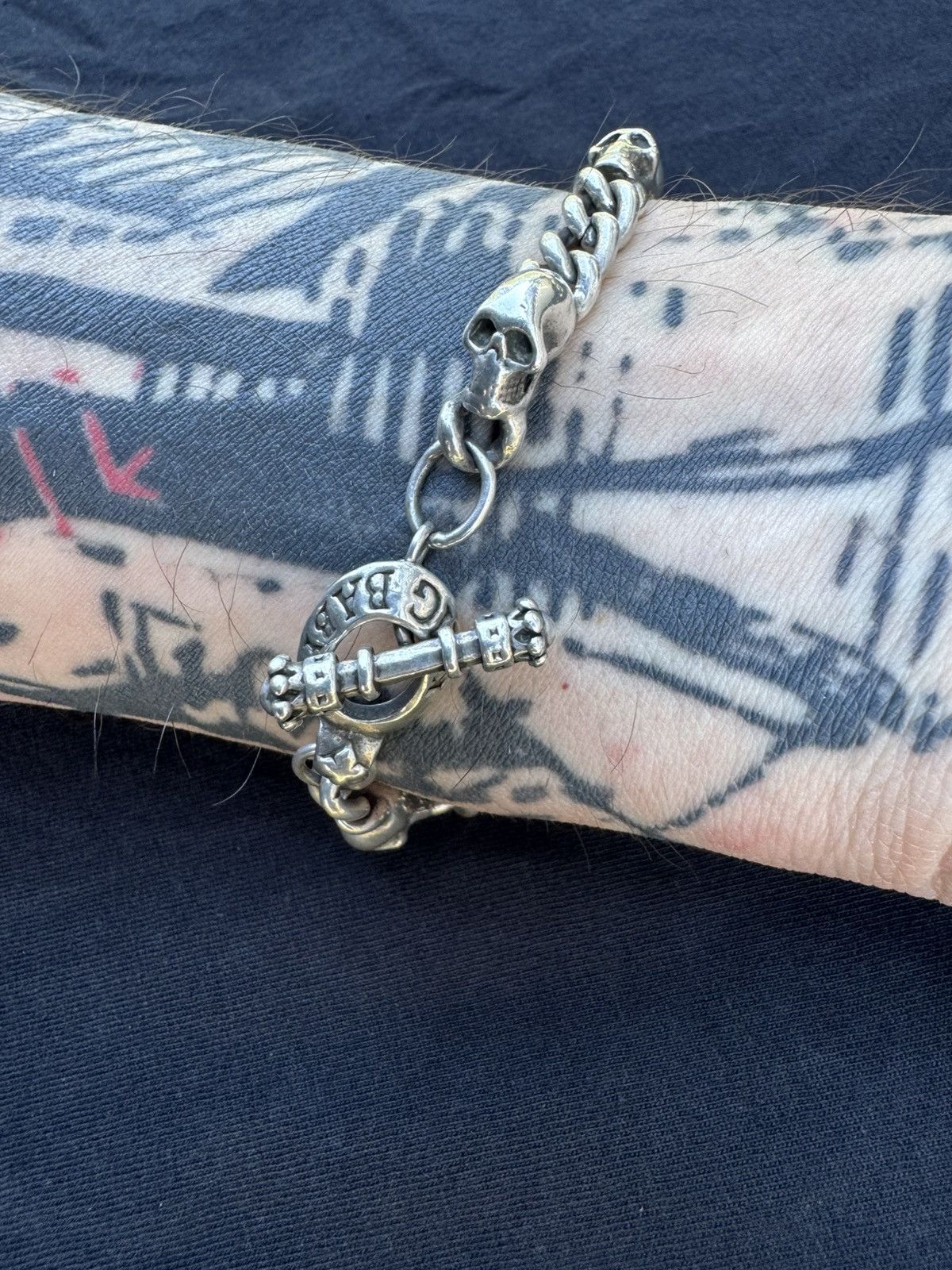 King Baby Studio KING BABY STUDIO 9" Small Skull Link Bracelet - .925 Silver Size ONE SIZE - 2 Thumbnail