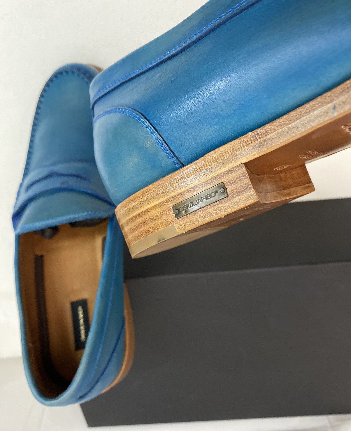 Dsquared2 Dsquared2 🇮🇹 Blue Leather Ivy League Penny Loafer 8.5 NEW Size US 8.5 / EU 41-42 - 13 Thumbnail