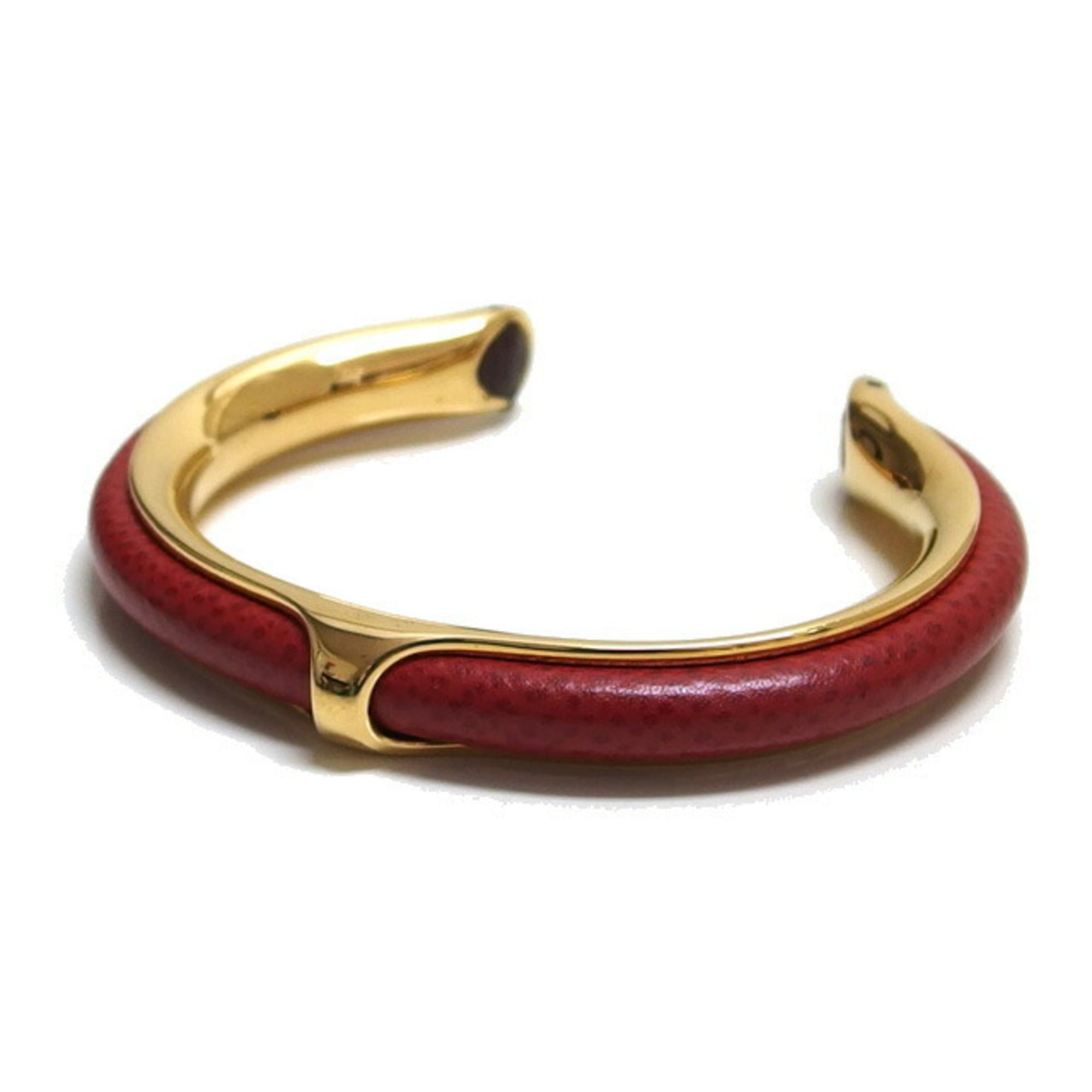 Hermes Hermes Oval Leather Combination Bangle, Gold x Red Size ONE SIZE - 1 Thumbnail