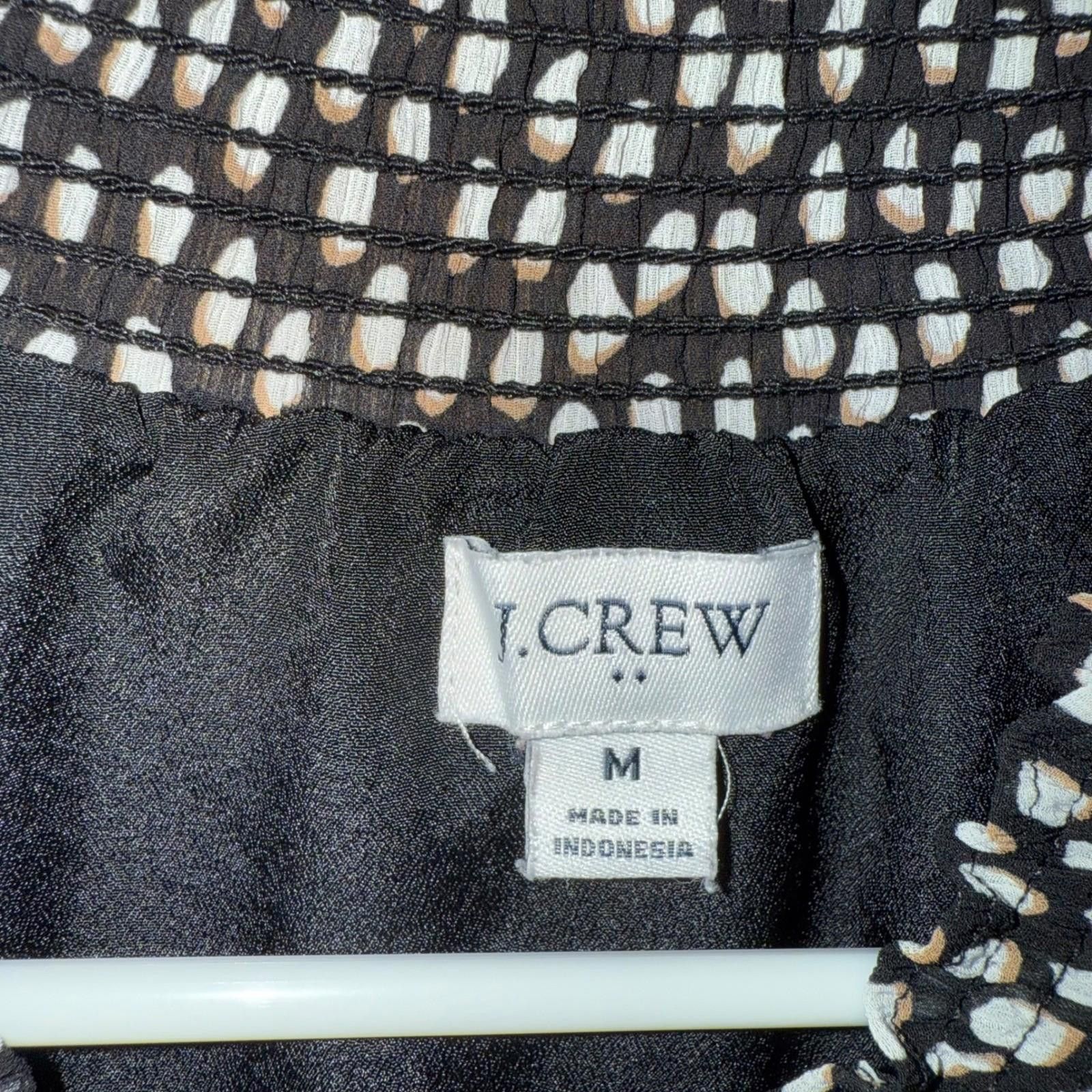 J.Crew J.Crew Black White Dot Smocked Neck Long Sleeve Blouse M Size M / US 6-8 / IT 42-44 - 5 Thumbnail
