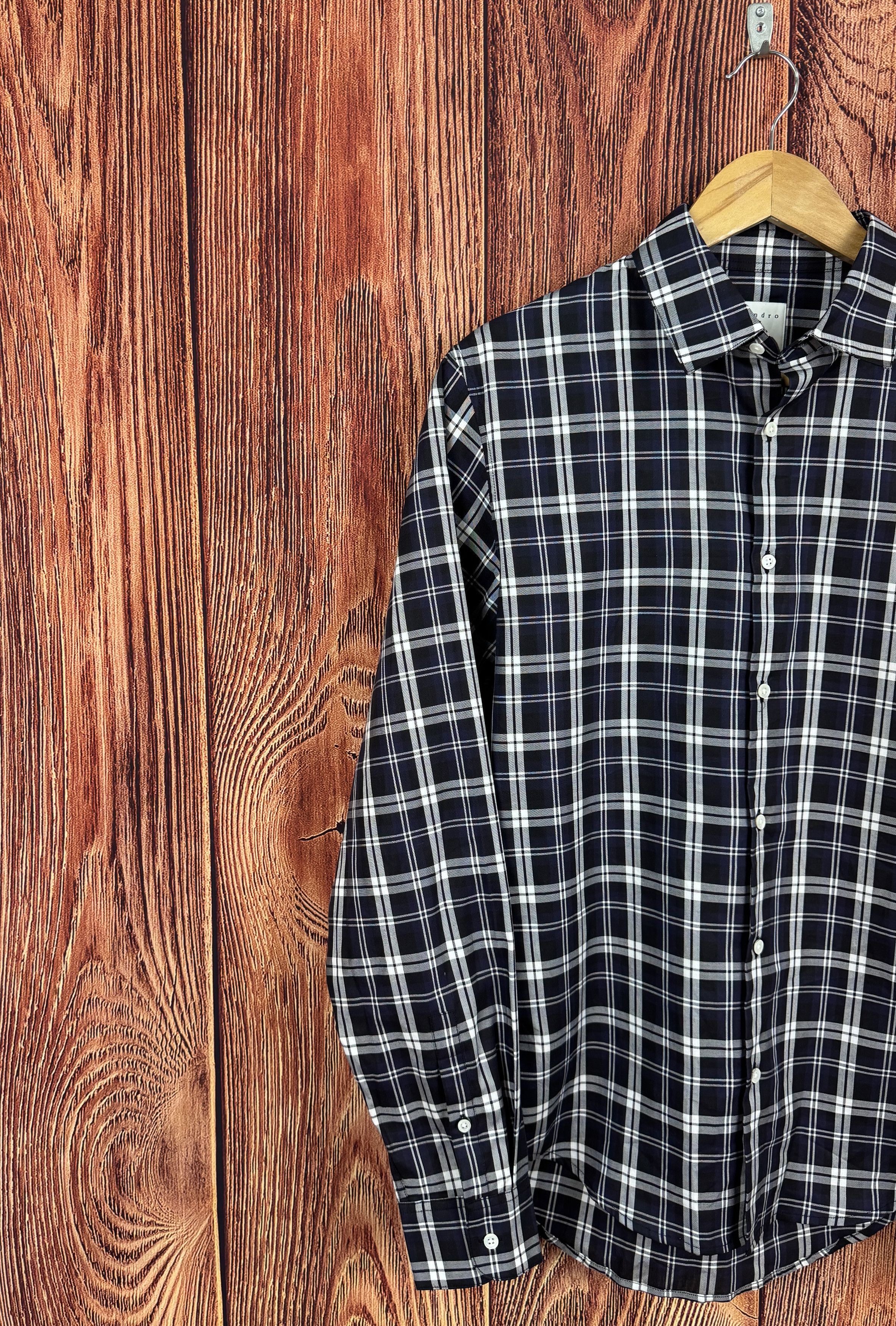 Sandro NWT RRP 230$ SANDRO Paris Chemise Tartan Marine Shirt Size US S / EU 44-46 / 1 - 4 Thumbnail