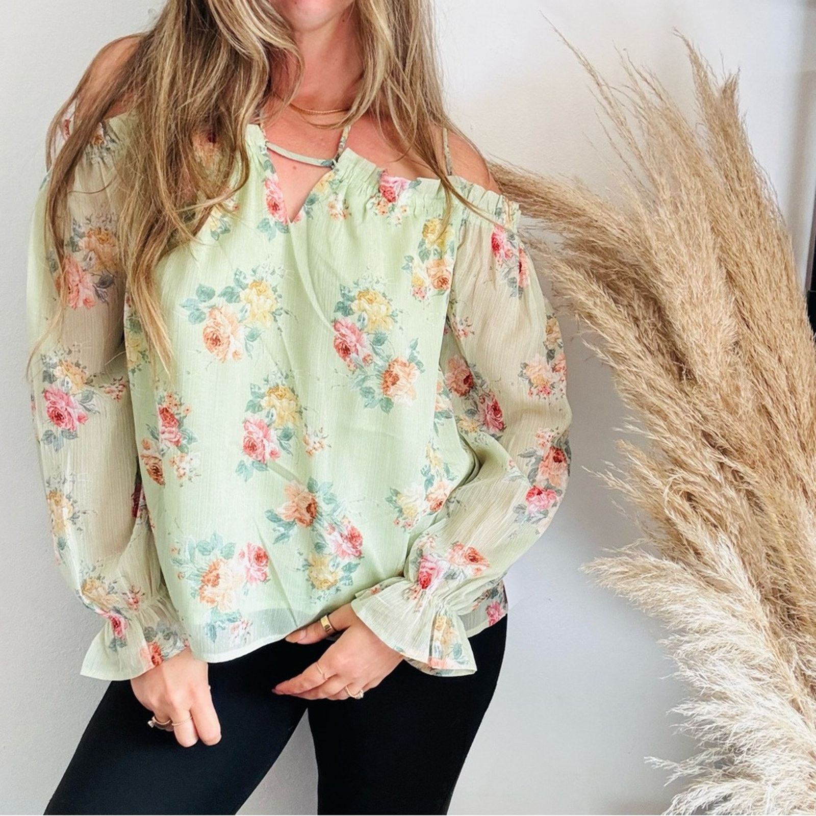 Anthropologie NEW ANTHROPOLOGIE Mint Green Floral Tank Blouse Shirt Top M Size M / US 6-8 / IT 42-44 - 5 Thumbnail