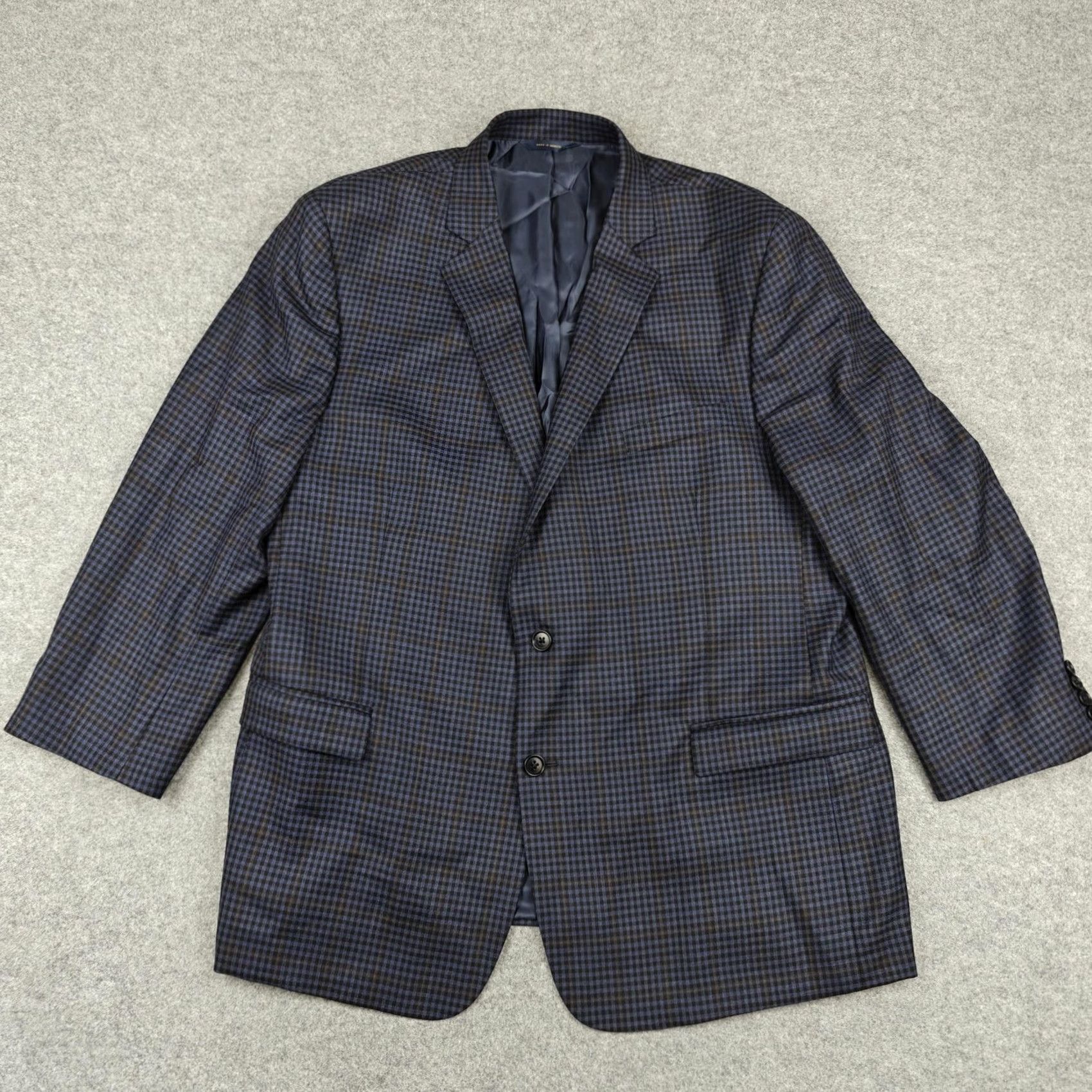 Brooks Brothers Brooks Brothers Blazer Mens 48R Blue Check Lambswool Regent Fit Sport Coat Jacket Coat Size 48R - 2 Thumbnail