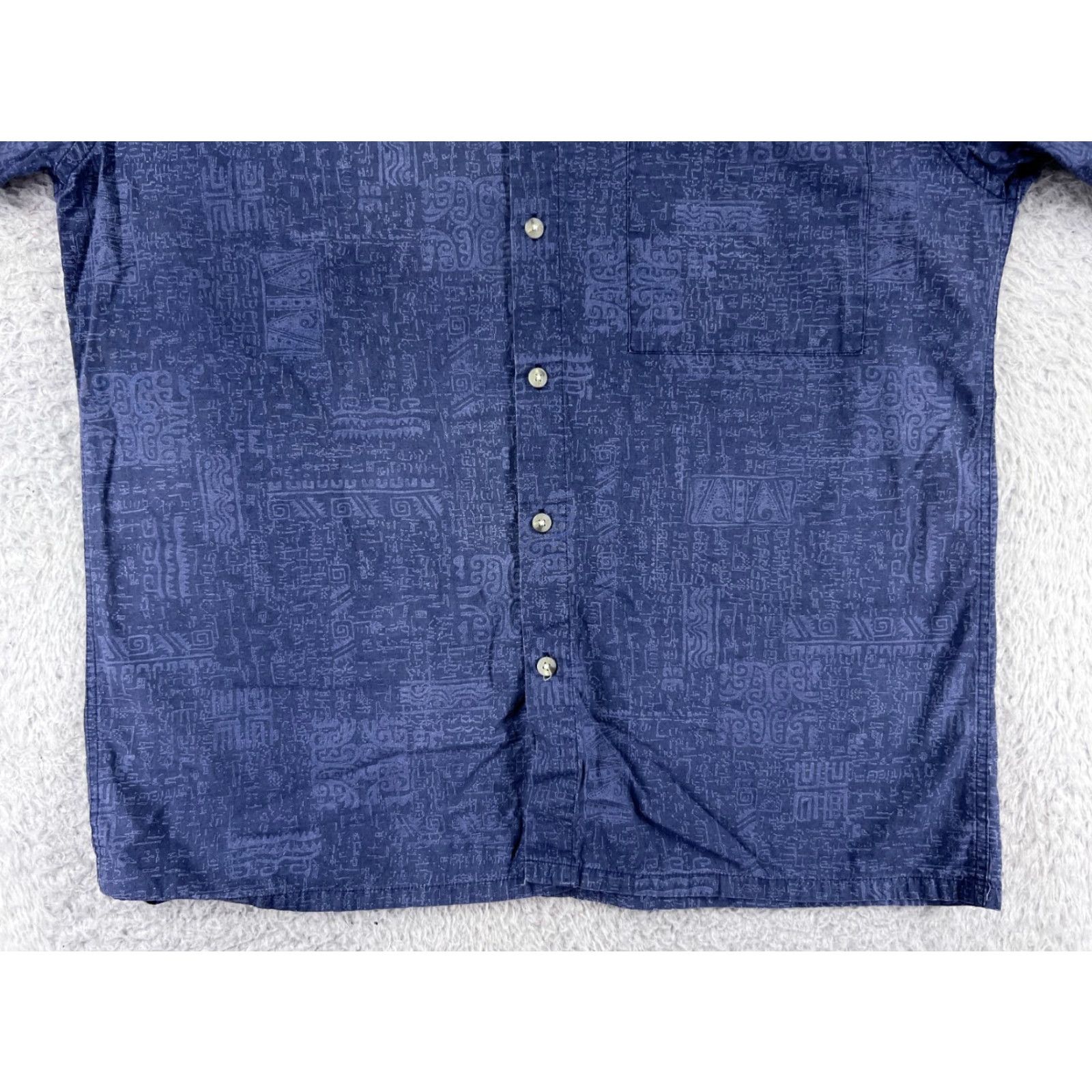 Vintage Hollis River Shirt Mens Medium Blue Tribal Hieroglyph Pattern Button Up Hawaiian Size US M / EU 48-50 / 2 - 5 Thumbnail