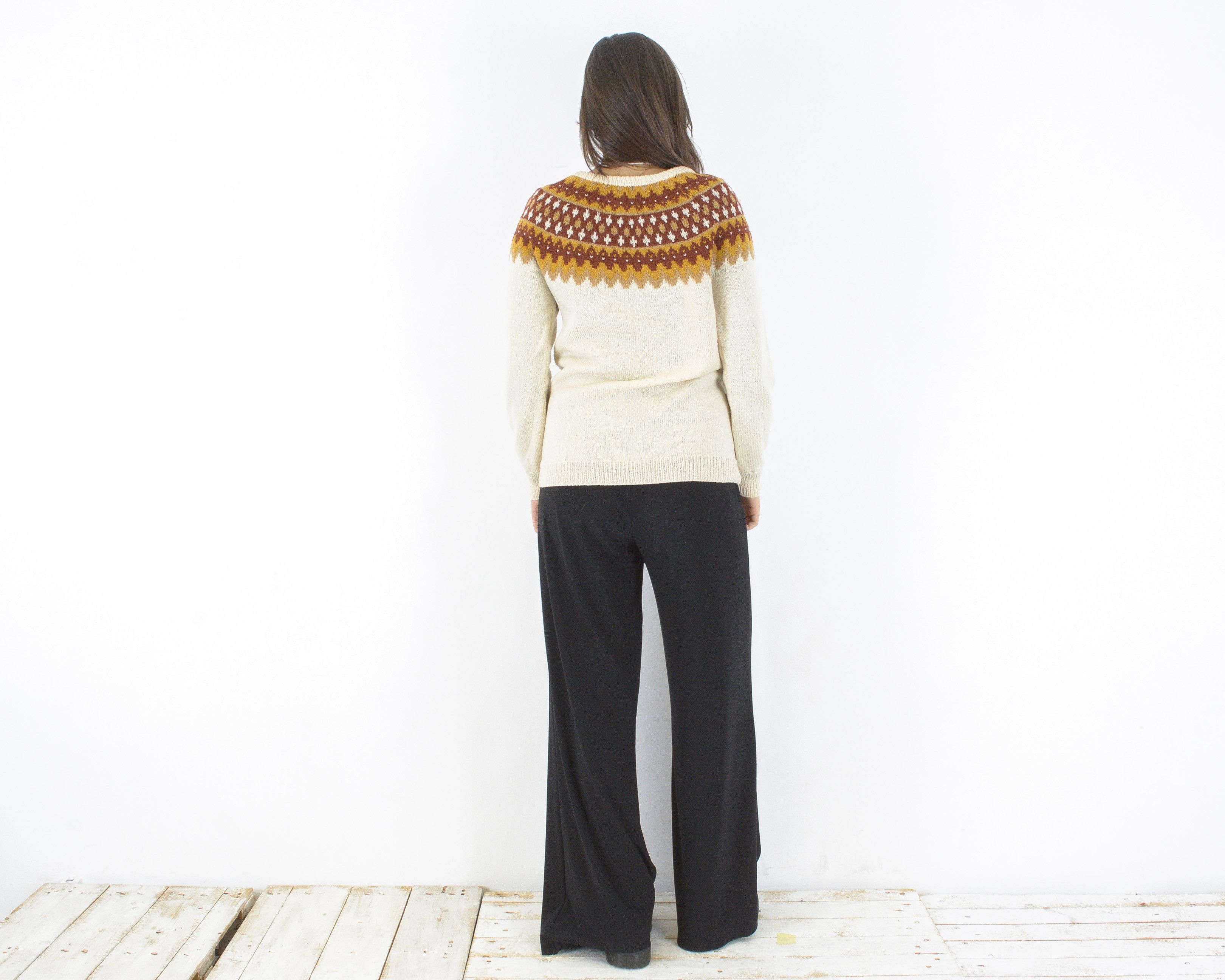 Vintage M Icelandic Sweater Fair Isle Pullover Jumper winter xmas Size M / US 6-8 / IT 42-44 - 5 Thumbnail