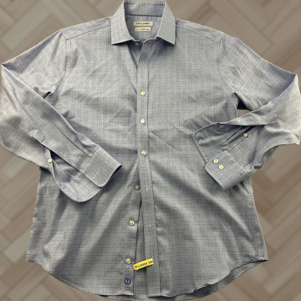 Vintage Twillory Non Iron Tailored Long Sleeve Button Front Shirt Mens 16 Blue Size US L / EU 52-54 / 3 - 1 Thumbnail