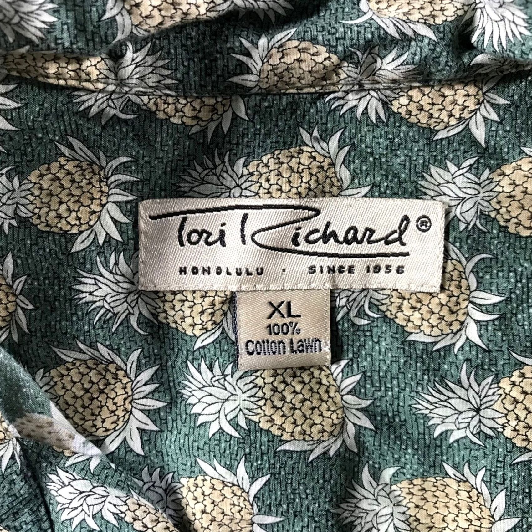 Tori Richard Tori Richard Mens Pineapple Print Short Sleeve Button Front Shirt Green XL Size US XL / EU 56 / 4 - 7 Thumbnail