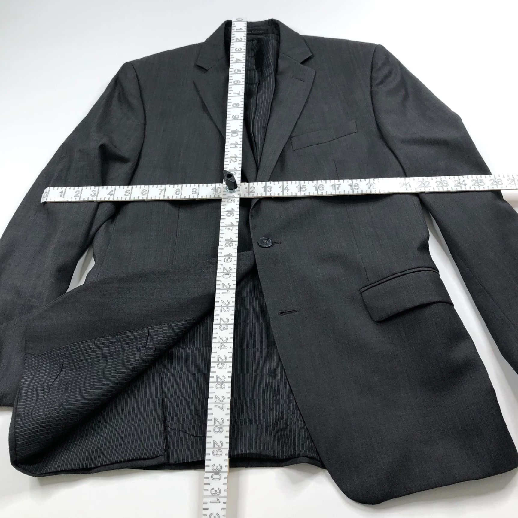Calvin Klein Calvin Klein Slim Fit 38 Reg 100% Wool Button Blazer Sport Coat Jacket Gray MINT Mens Blazer Size 38R - 6 Thumbnail