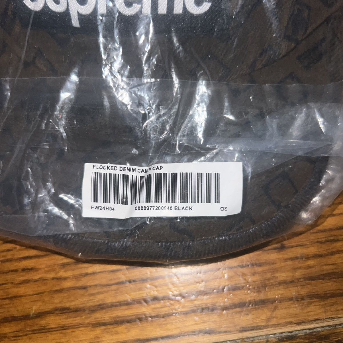 Supreme Supreme Flocked Denim Camp Cap Hat black brown Size:One Size Size ONE SIZE - 4 Thumbnail