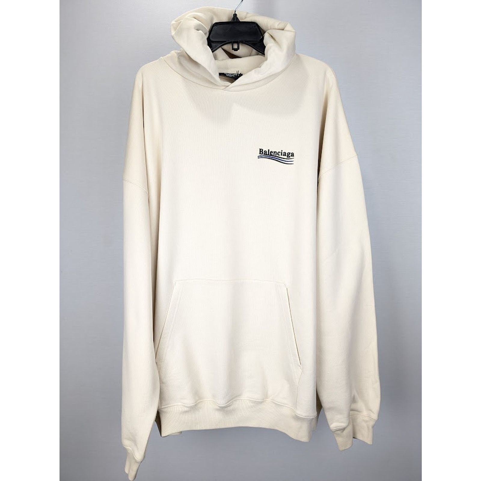 Balenciaga o1rshd1 Hoodie Embroider Pol Bouclette in Cream/Black/Blue Size US M / EU 48-50 / 2 - 2 Thumbnail
