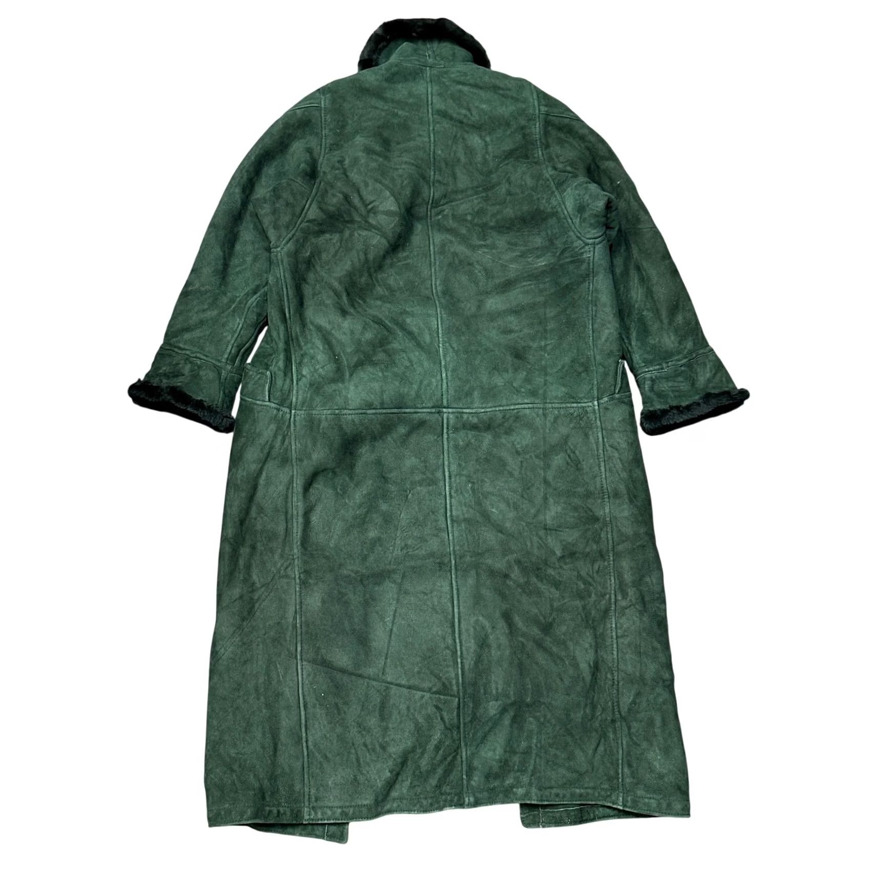 Vintage VINTAGE Overland Sheepskin Leather Long Coat Womens Small Green Lined Pockets Coat Womens S Green Vintage Trench Coat Size S / US 4 / IT 40 - 6 Thumbnail