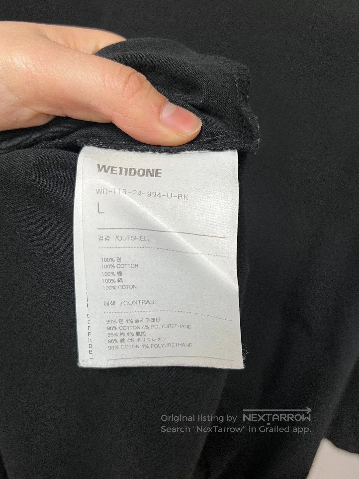 WE11DONE we11done short sleeve black t. Size US L / EU 52-54 / 3 - 3 Thumbnail