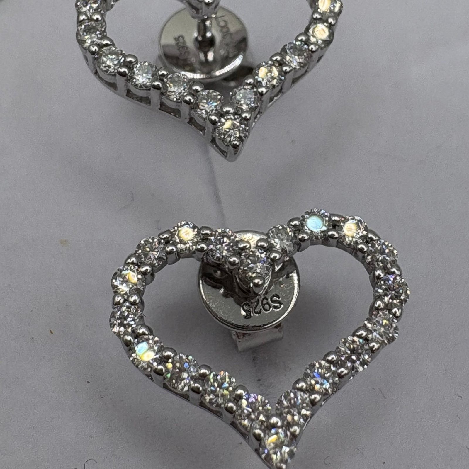 Other 1.30 CTW Moissanite 925 Sterling Silver Heart Stud Earrings Size ONE SIZE - 2 Thumbnail