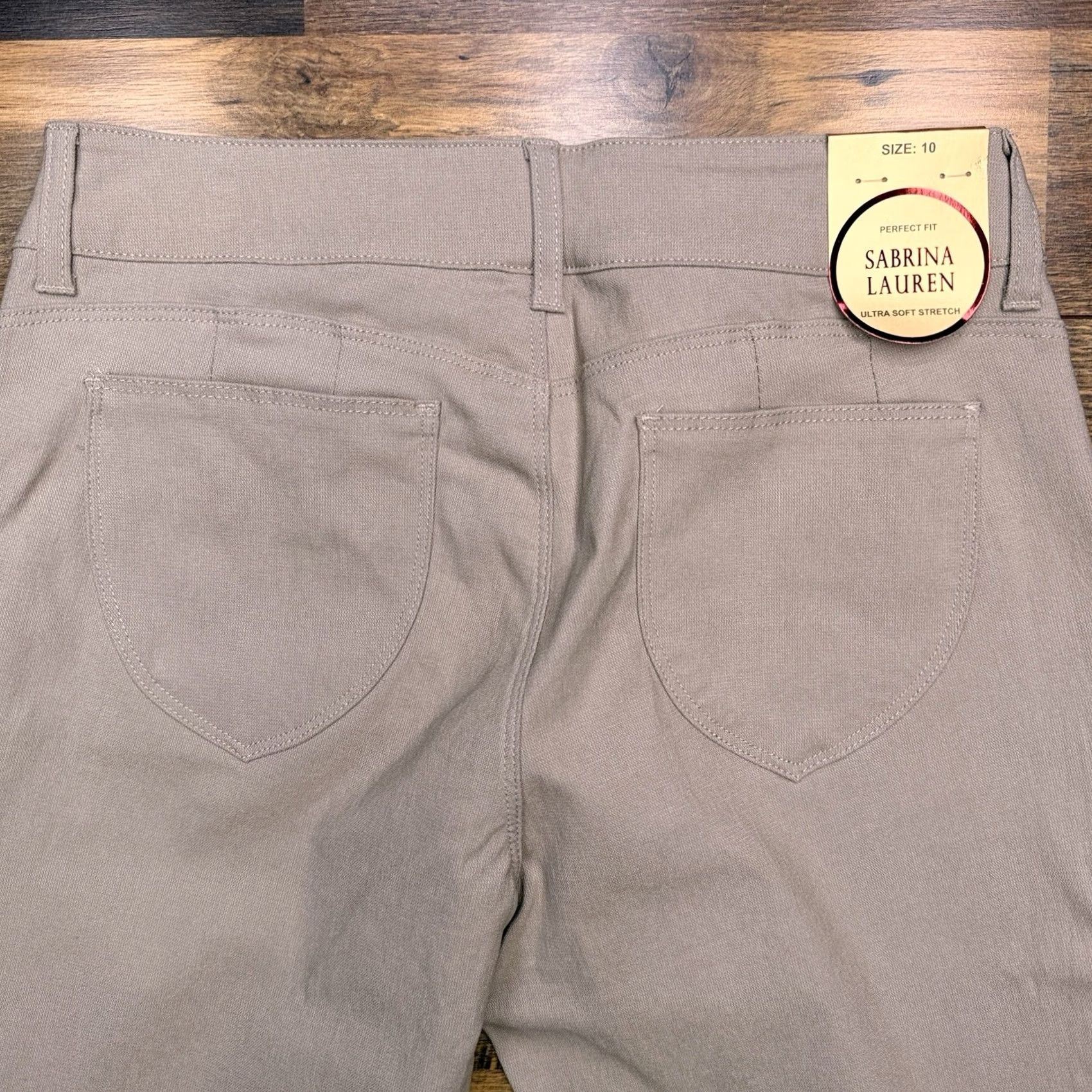 Vintage Sabrina Lauren Pants Womens 10 Tan Mid Rise Ultra Stretch Slim Tapered Cropped Straight Leg City Casual Travel Size 32" / US 10 / IT 46 - 6 Thumbnail