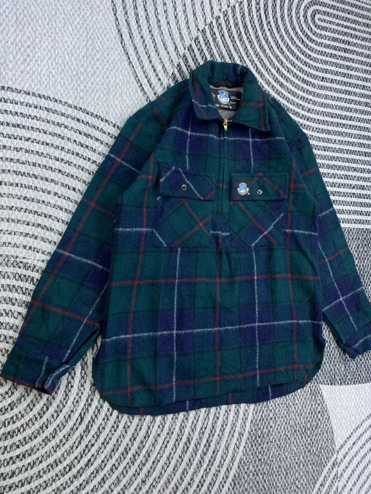 Vintage Vintage Swanndri N.Zealand Green Checked Halfzip Wool Jacket Size US M / EU 48-50 / 2 - 3 Thumbnail