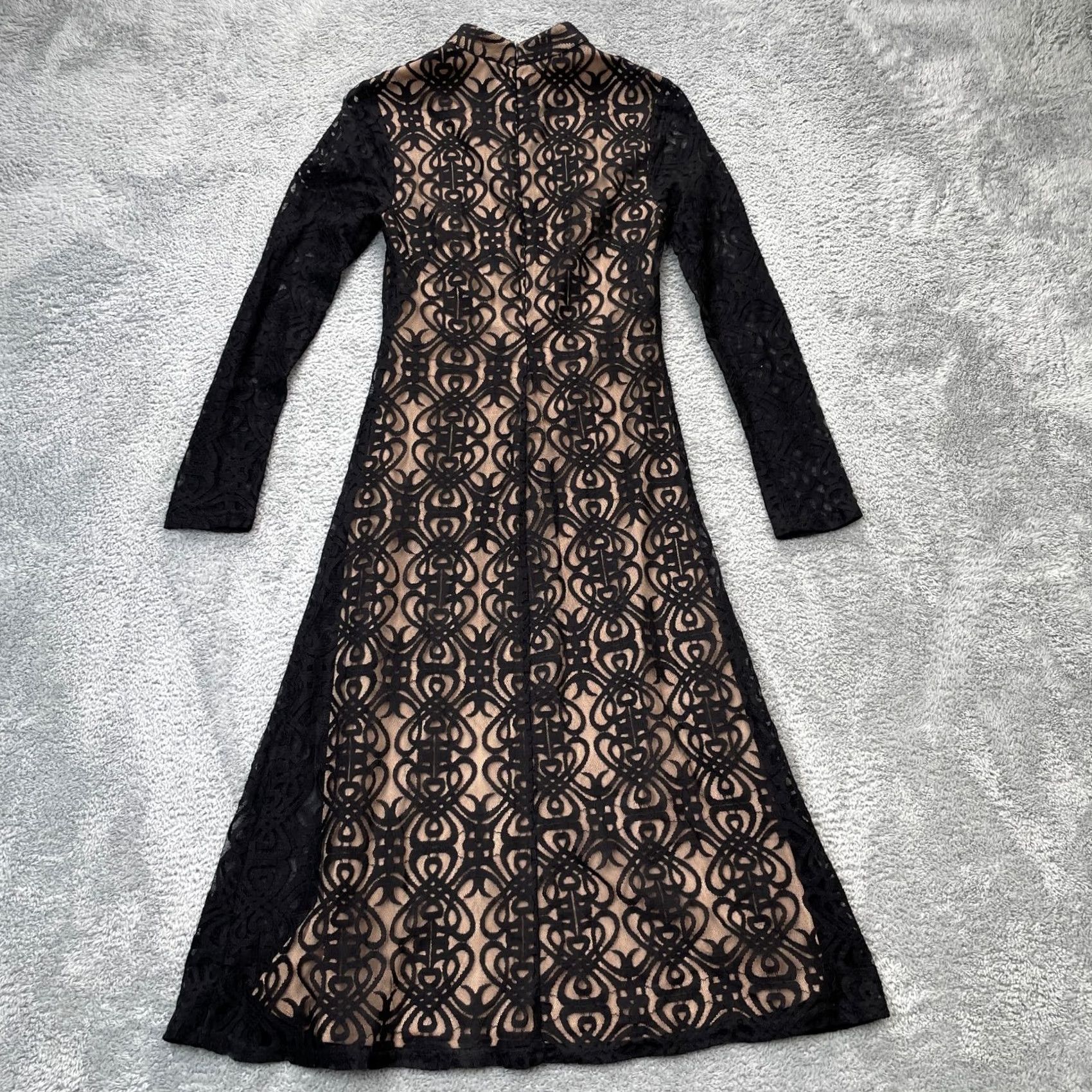 Forever 21 FOREVER 21 Dress Womens Small Black Floral Lace Crochet Overlay Mock Neck Gothic Size S / US 4 / IT 40 - 2 Thumbnail
