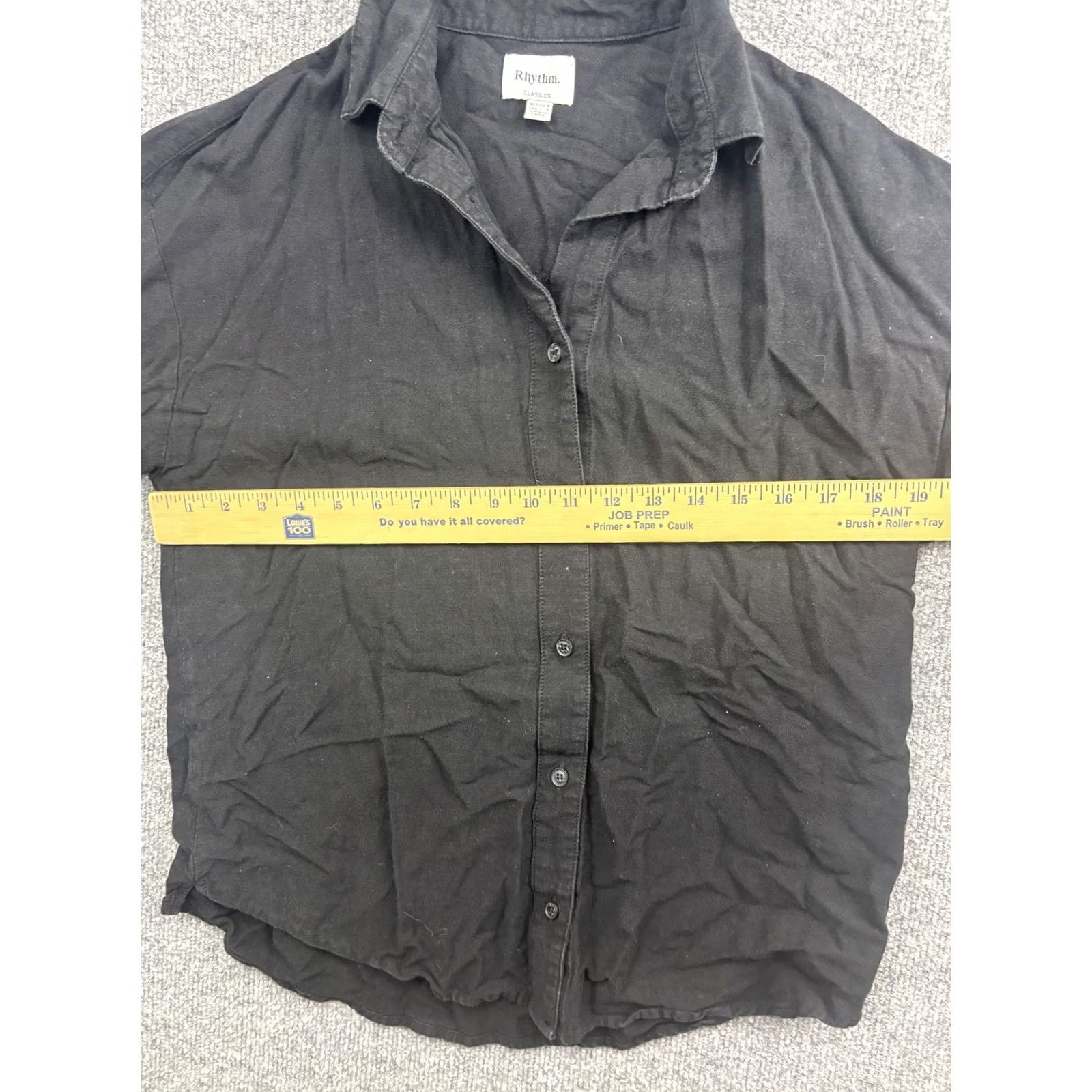 Rhythm Rhythm Shirt Womens Small Black Collared Short Sleeve Button Front Relaxed Top Size S / US 4 / IT 40 - 5 Thumbnail