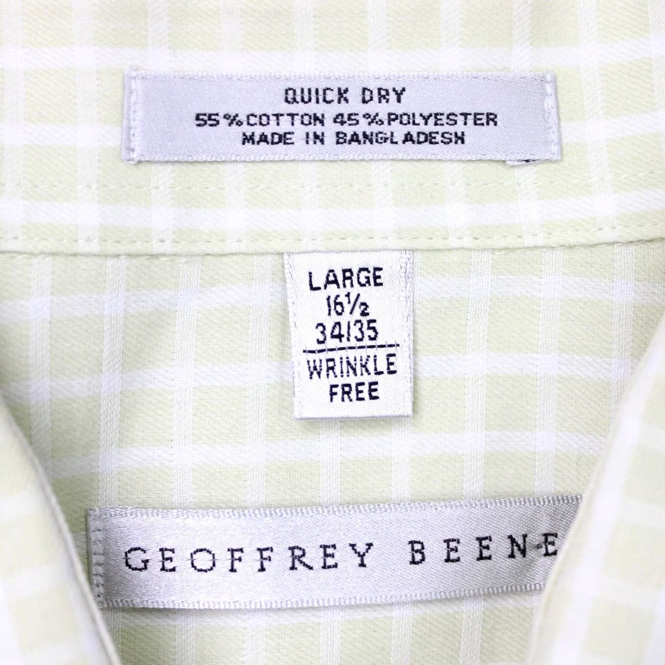 Geoffrey Beene Geoffrey Beene Shirt Mens Large 16 1/2 34/35 Yellow Check Quick Dry Long Sleeve Button-Up Shirt Size US L / EU 52-54 / 3 - 6 Thumbnail
