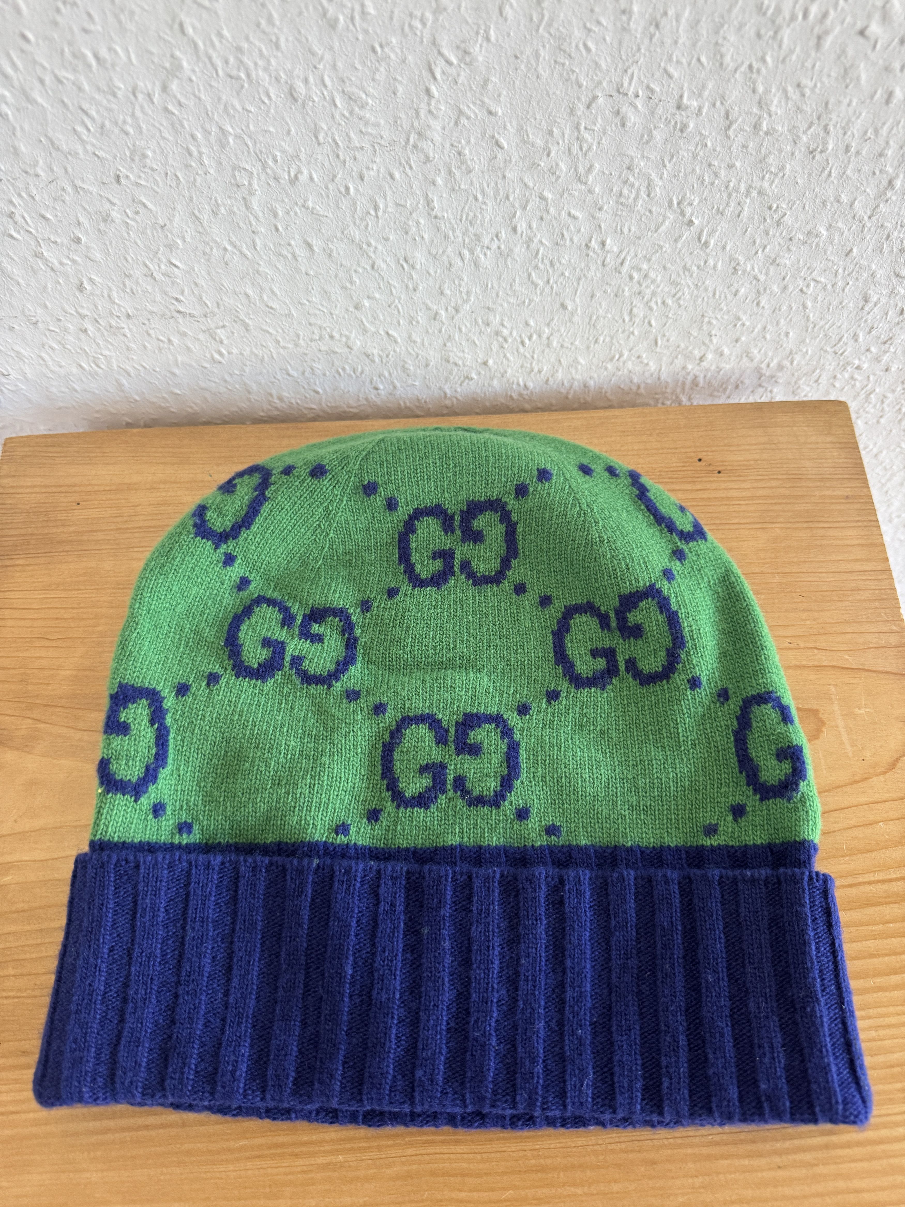 Gucci GUCCI Green/Blue Wool GG Beanie Size ONE SIZE - 2 Thumbnail