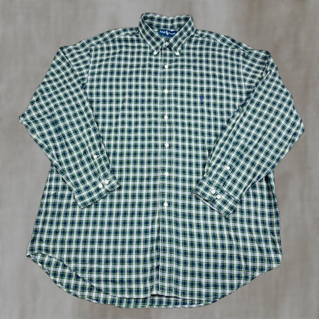Ralph Lauren Ralph Lauren Button-Up Shirt Men XL Plaid Flannel Blue Green Cotton Collar Button-Front Casual All Seasons Size US XL / EU 56 / 4 - 1 Thumbnail