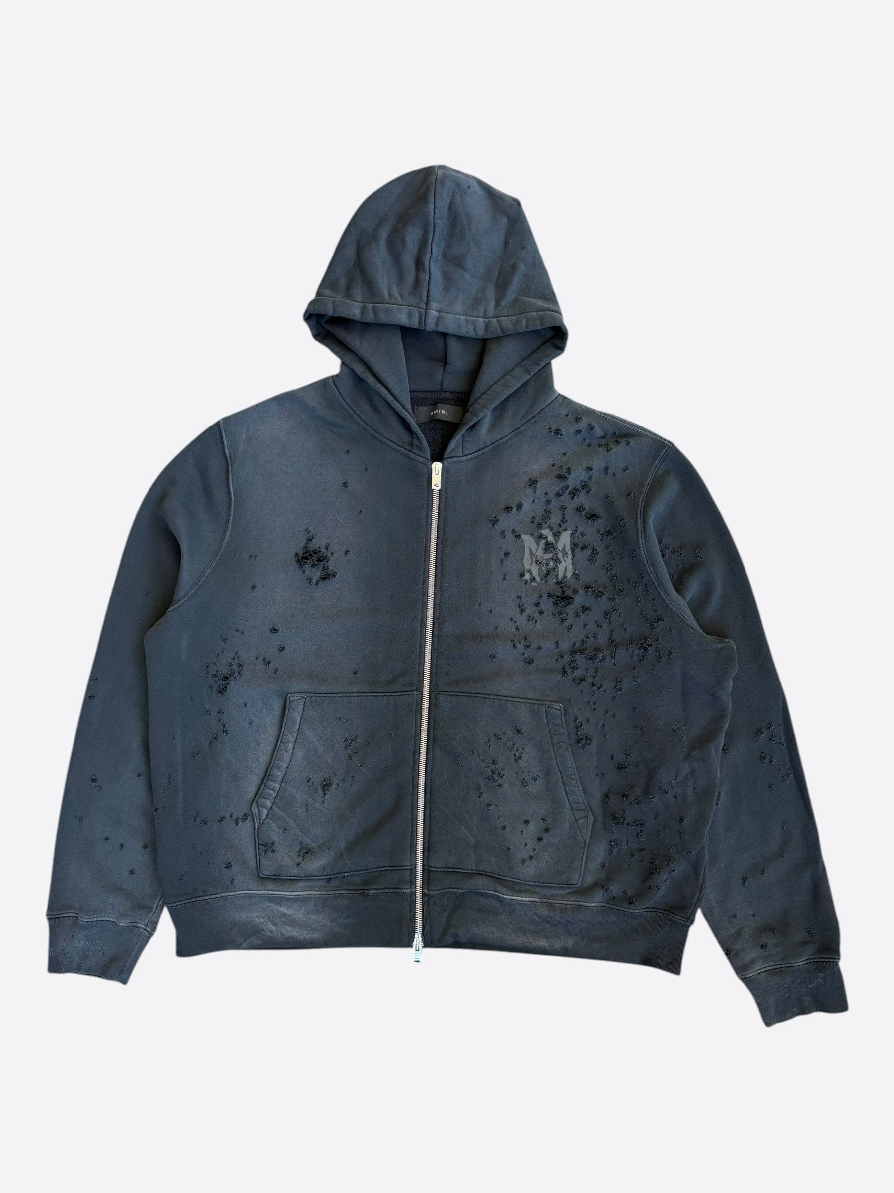 Amiri Amiri Faded Black Core Logo Shotgun Zip Up Hoodie Size US XXL / EU 58 / 5 - 1 Thumbnail
