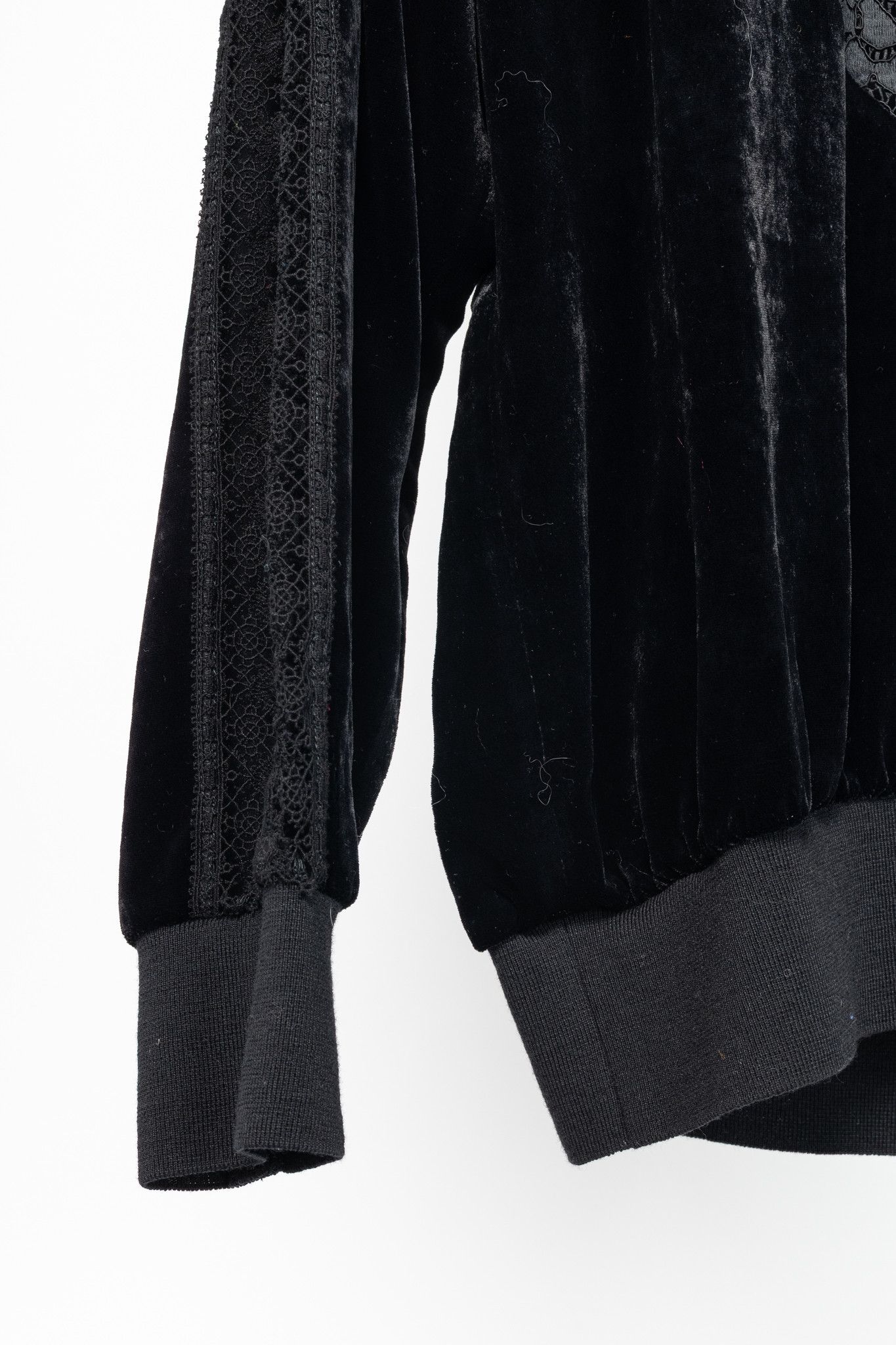 Stella McCartney Stella McCartney Black Lace & Velvet Sweatshirt Size M / US 6-8 / IT 42-44 - 6 Thumbnail
