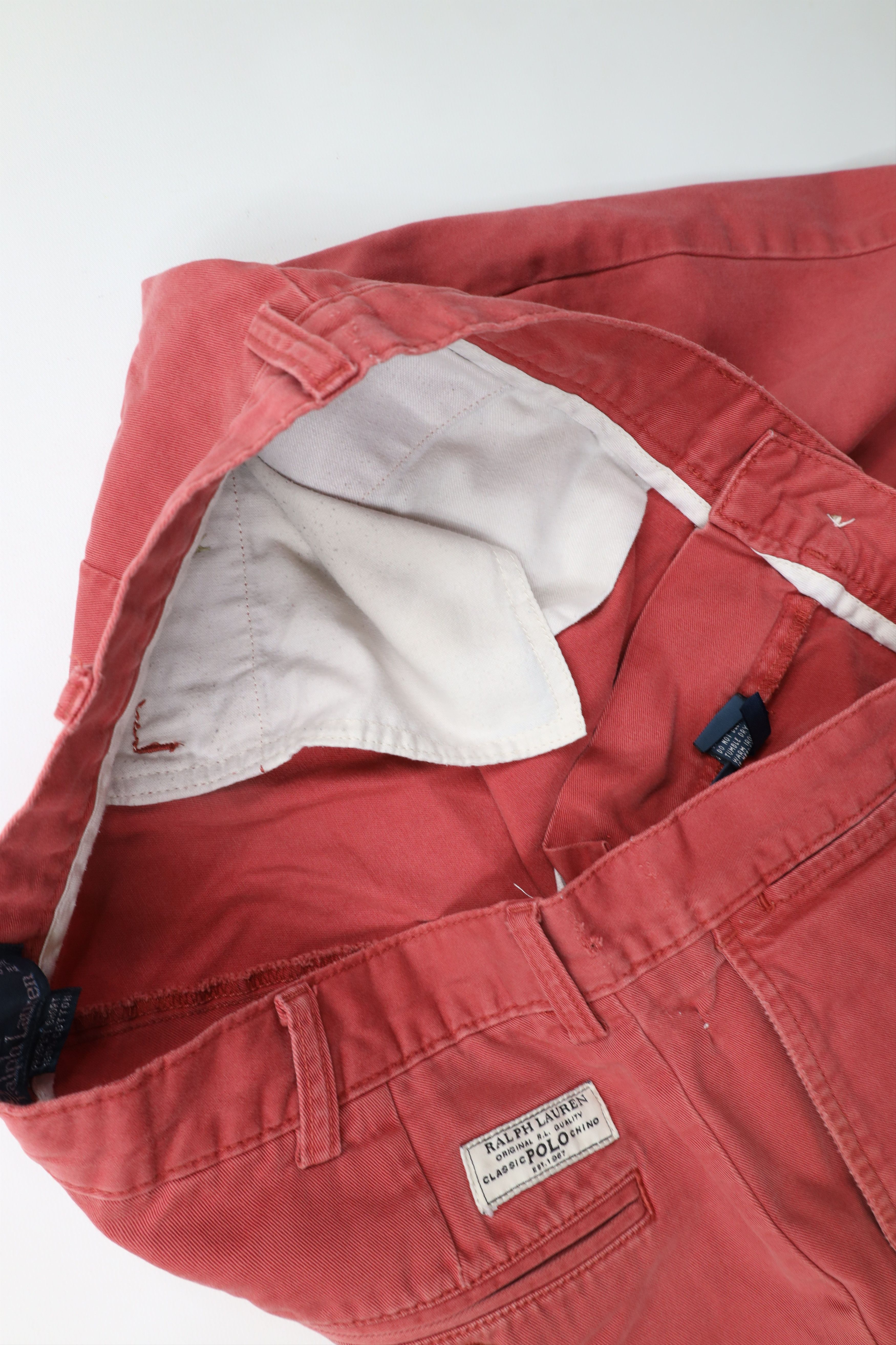 Ralph Lauren × Vintage Vintage 90s Ralph Lauren Above Knee Cotton Chino Shorts Red Size US 34 / EU 50 - 7 Thumbnail