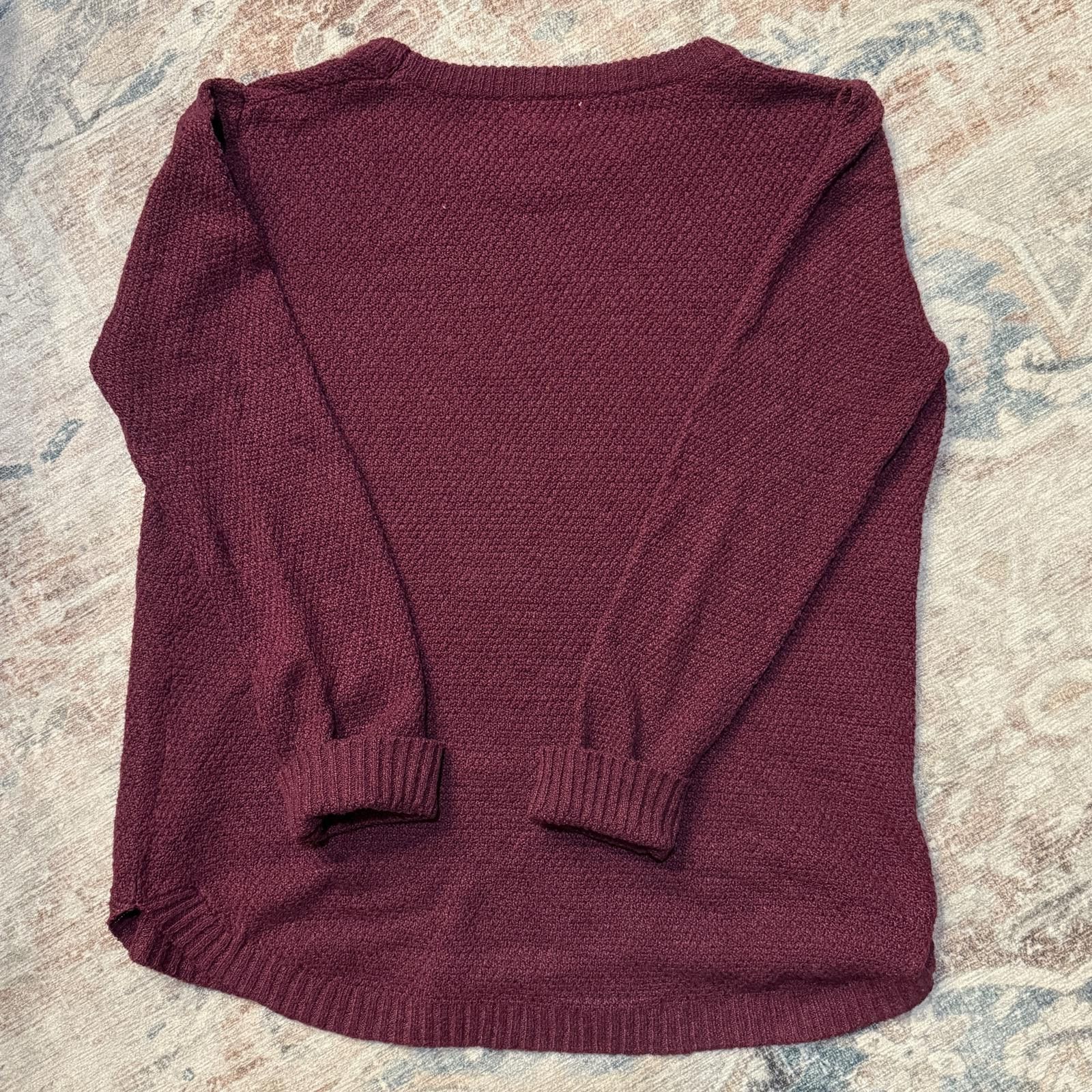 Designer Pink Clover textured crewneck sweater, burgundy – 2X Size XXL / US 16-18 / IT 52-54 - 2 Thumbnail