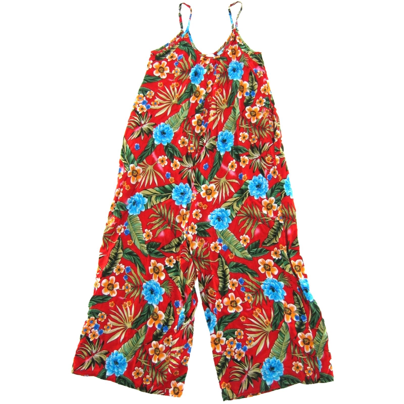 Vintage Beunos Ninos 100% Rayon Red Floral Pocket Wide Leg Jumper Romper Jumpsuit Medium Size M / US 6-8 / IT 42-44 - 2 Thumbnail
