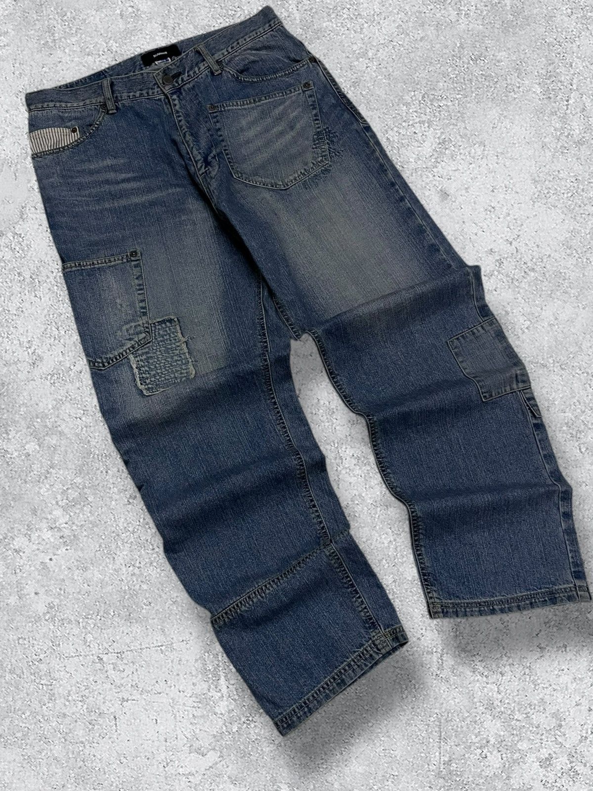 Japanese Brand Vintage 90’s Japan Scanner Unique Patch Pocket Baggy Denim Size US 33 - 2 Thumbnail