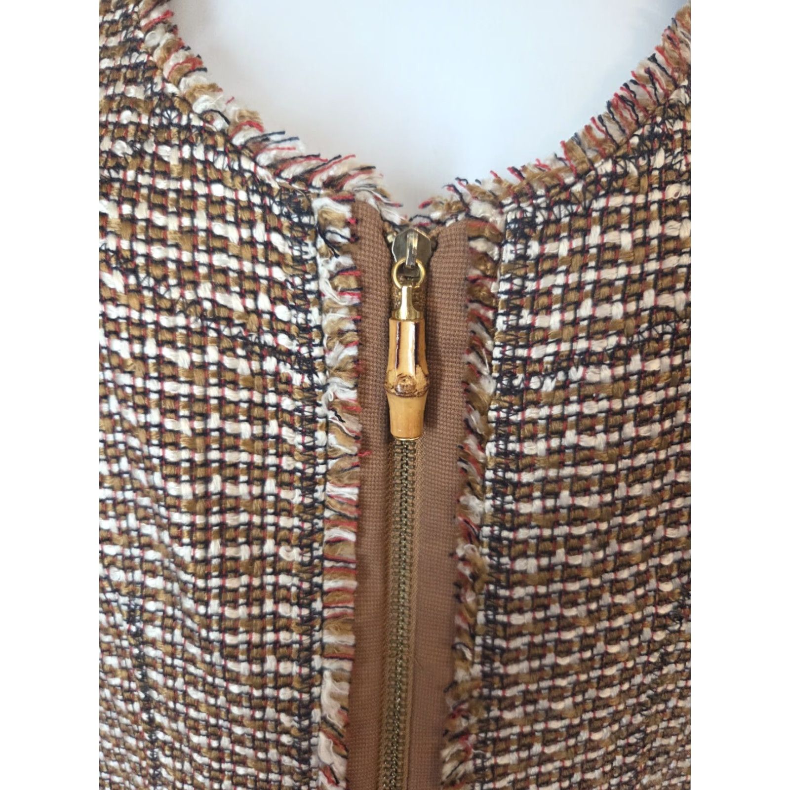 Ellen Tracy Ellen Tracy Blazer Jacket Brown Cream Checkered Tweed Full Zip Wool Regular M Womens Size M / US 6-8 / IT 42-44 - 2 Thumbnail