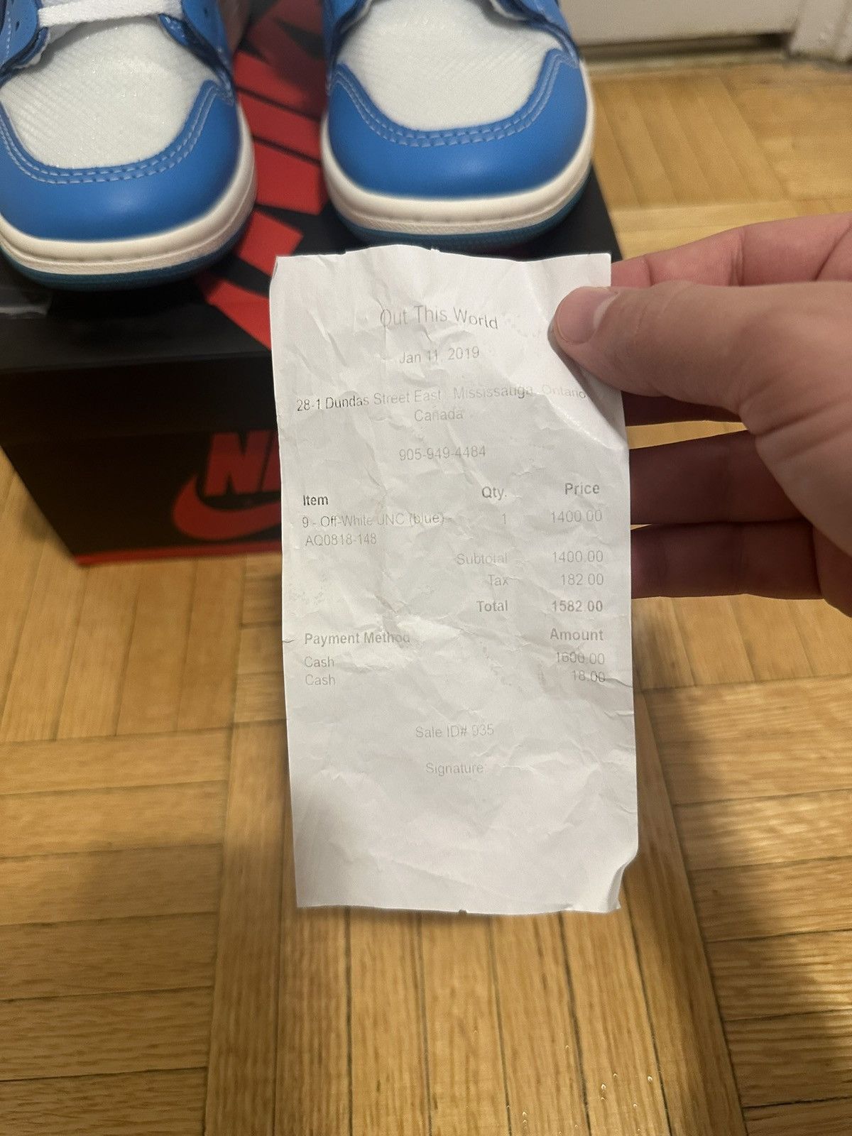 Jordan Brand × Off-White Jordan 1 OFF-White UNC Size 9 Size US 9 / EU 42 - 8 Thumbnail