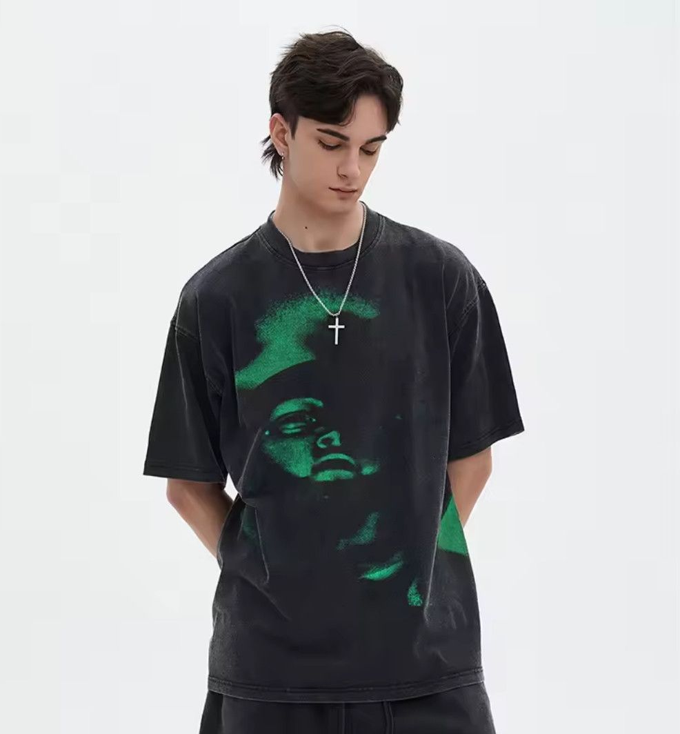 Japanese Brand Streetwear Washed Black T-shirt Green Face Size US XXL / EU 58 / 5 - 4 Thumbnail