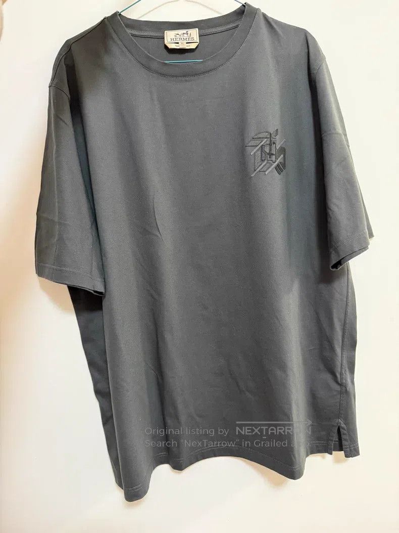 Hermes Hermes Dark gray short-sleeve T-shirt, pure cotton fabric Size US XL / EU 56 / 4 - 7 Thumbnail