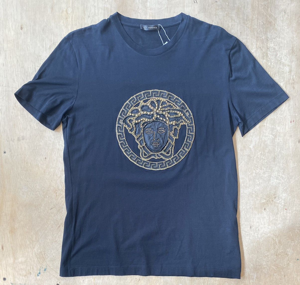 Versace Versace Black Tee with Gold Rain-Stone Size M Size US M / EU 48-50 / 2 - 1 Thumbnail