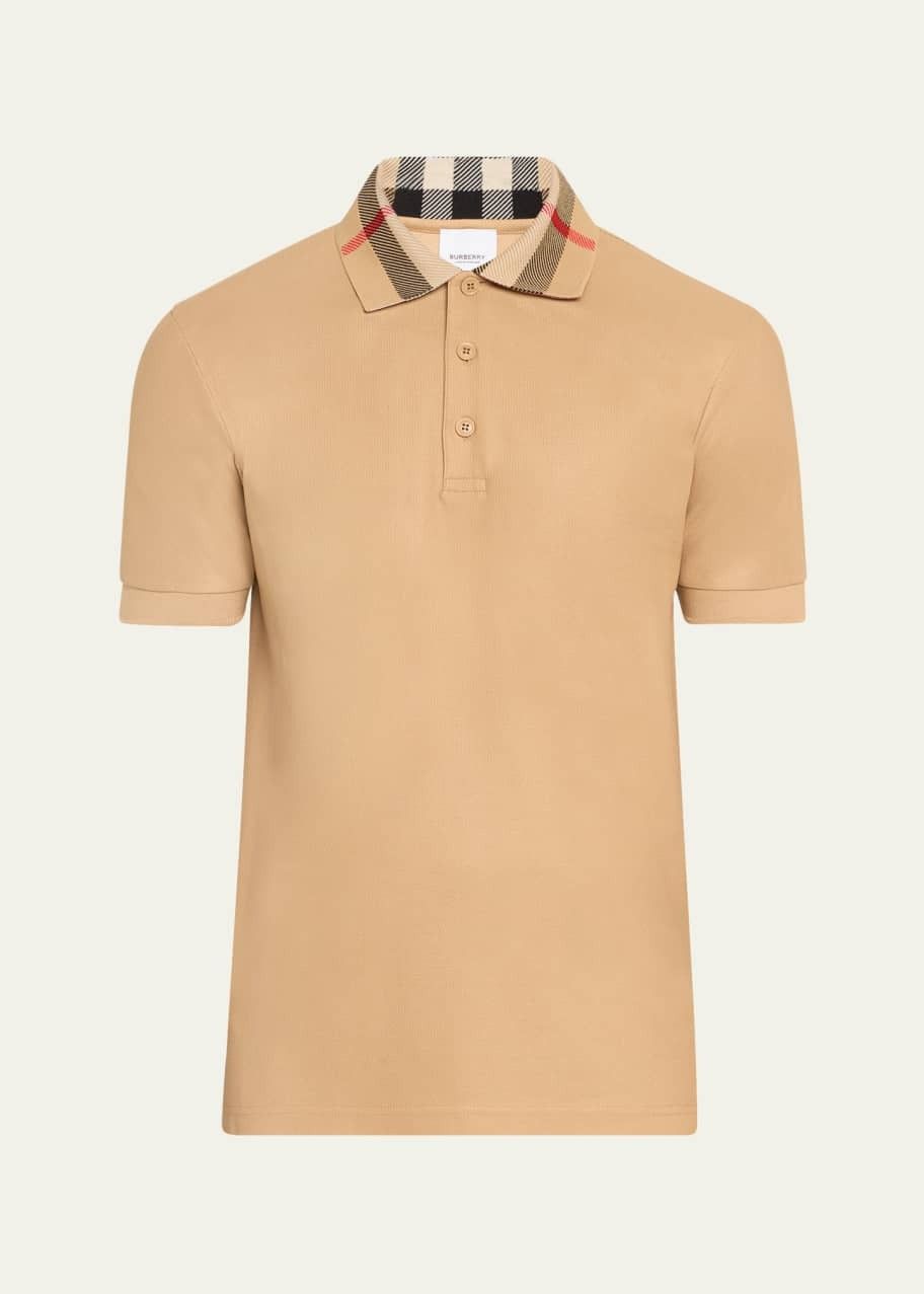 Burberry os11x0526 Cody Check-Collar Polo Shirt in Beige Size US L / EU 52-54 / 3 - 1 Preview