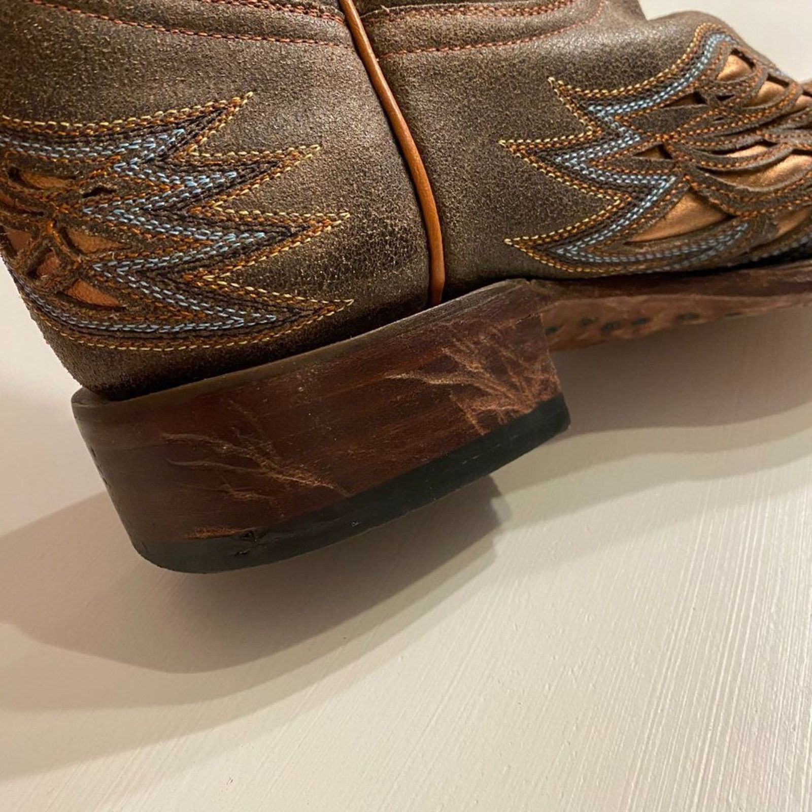 Lucchese Lucchese Brown Leather Embroidered Boots Women's Sz 7 B Size US 7 / IT 37 - 12 Thumbnail